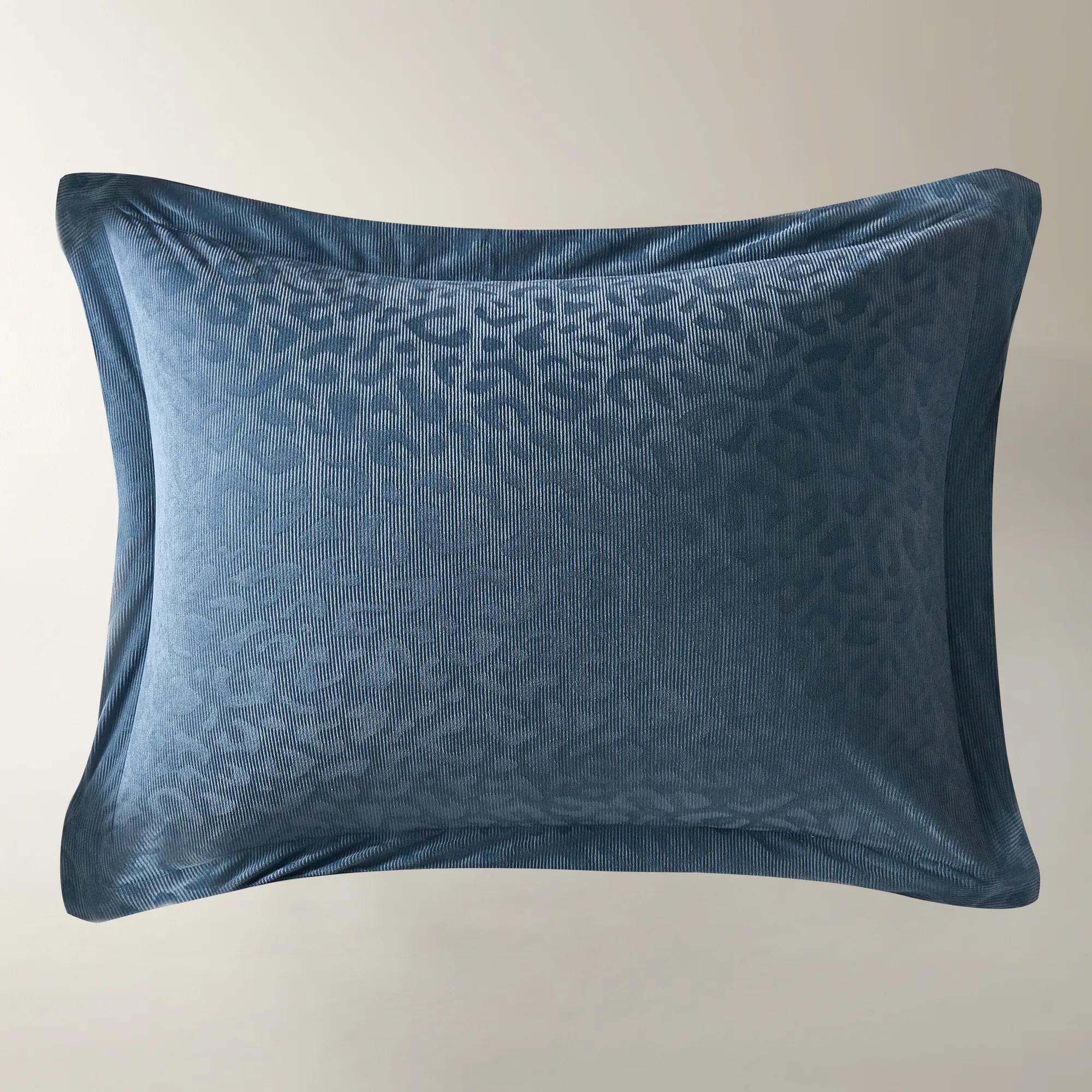 Leopard Corduroy Velvet Bedding Set - Dusty Blue
