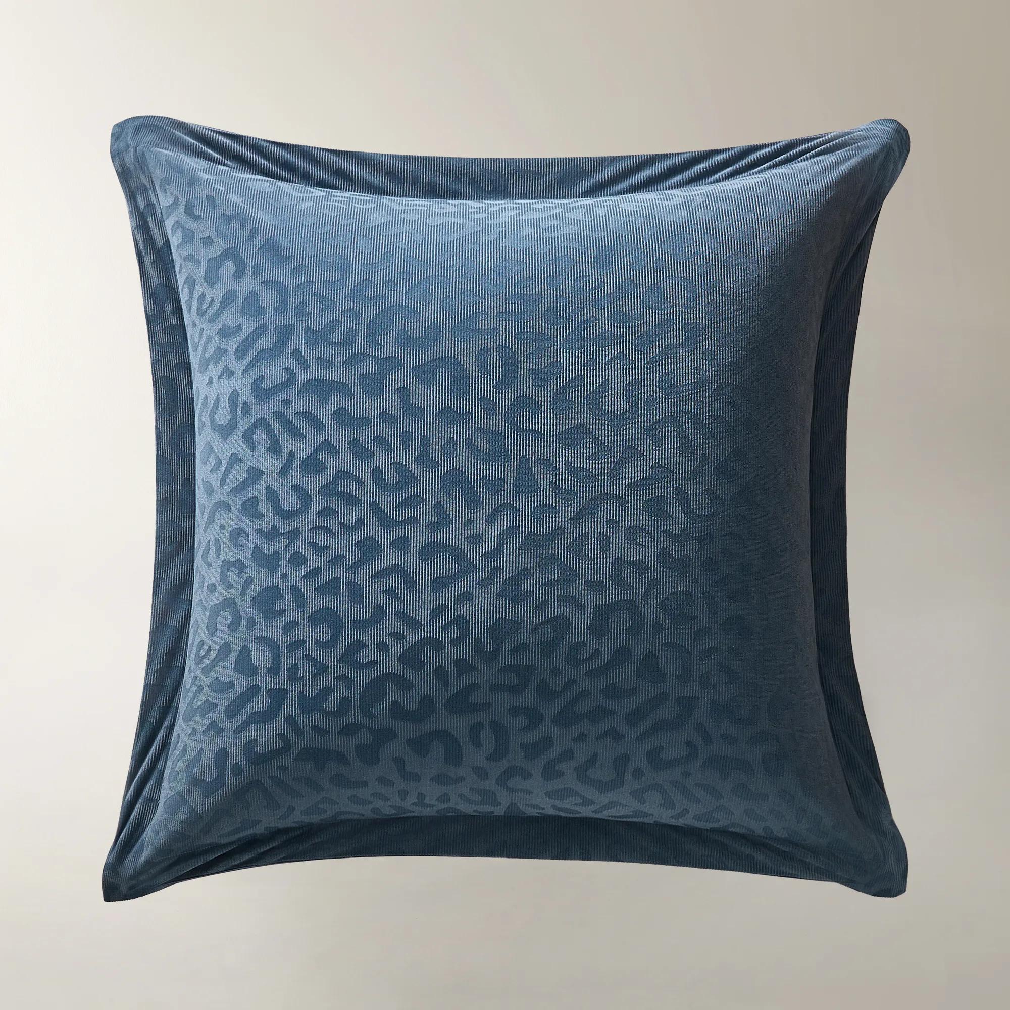 Leopard Corduroy Velvet Bedding Set - Dusty Blue