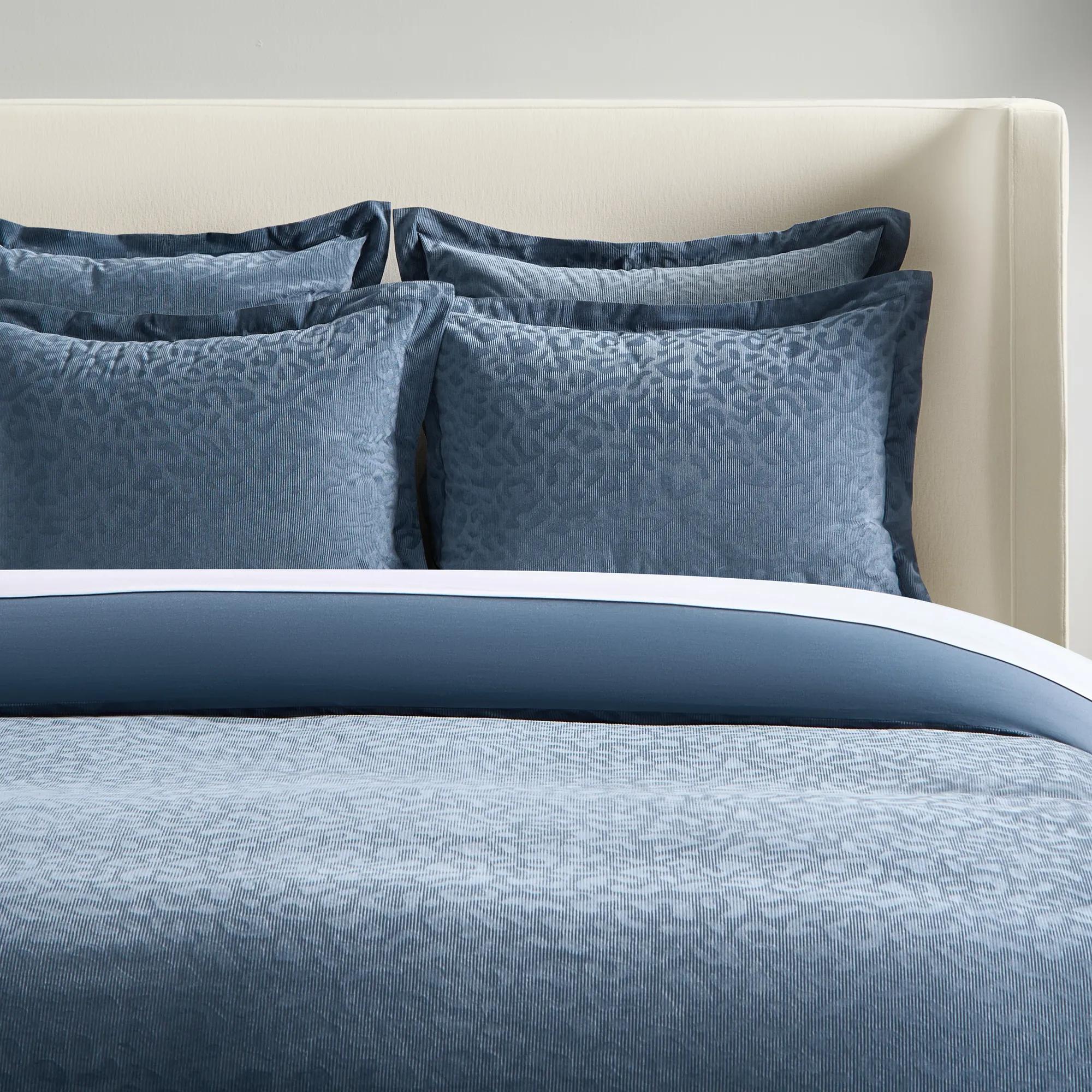 Leopard Corduroy Velvet Bedding Set - Dusty Blue