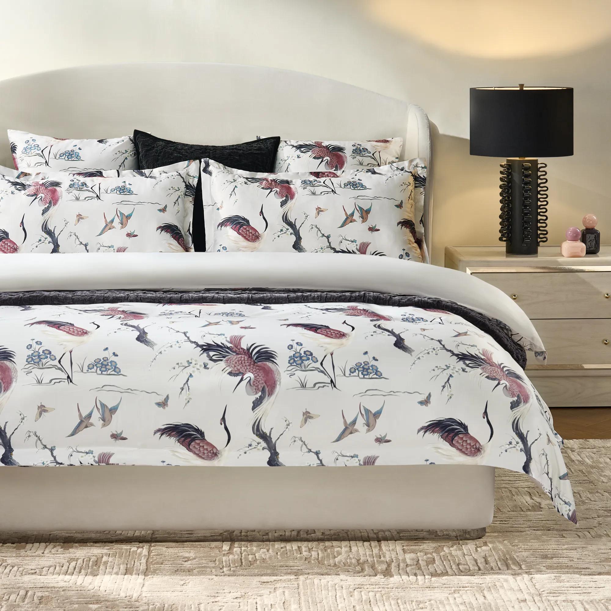 Cora Crane Satin Bedding Set - Multi