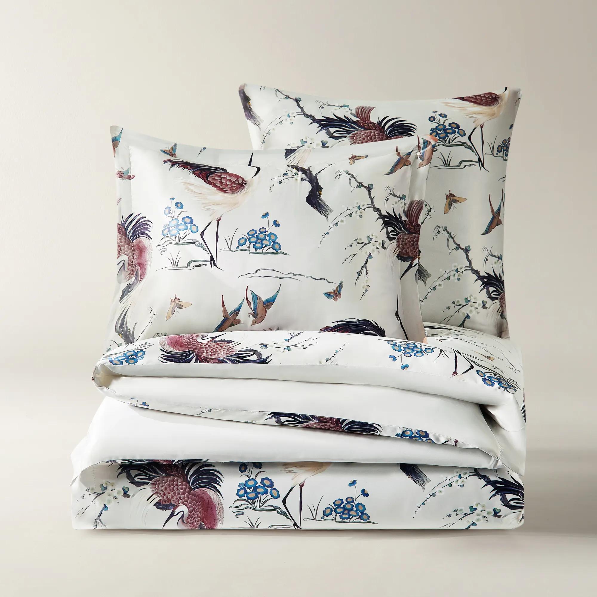 Cora Crane Satin Bedding Set - Multi