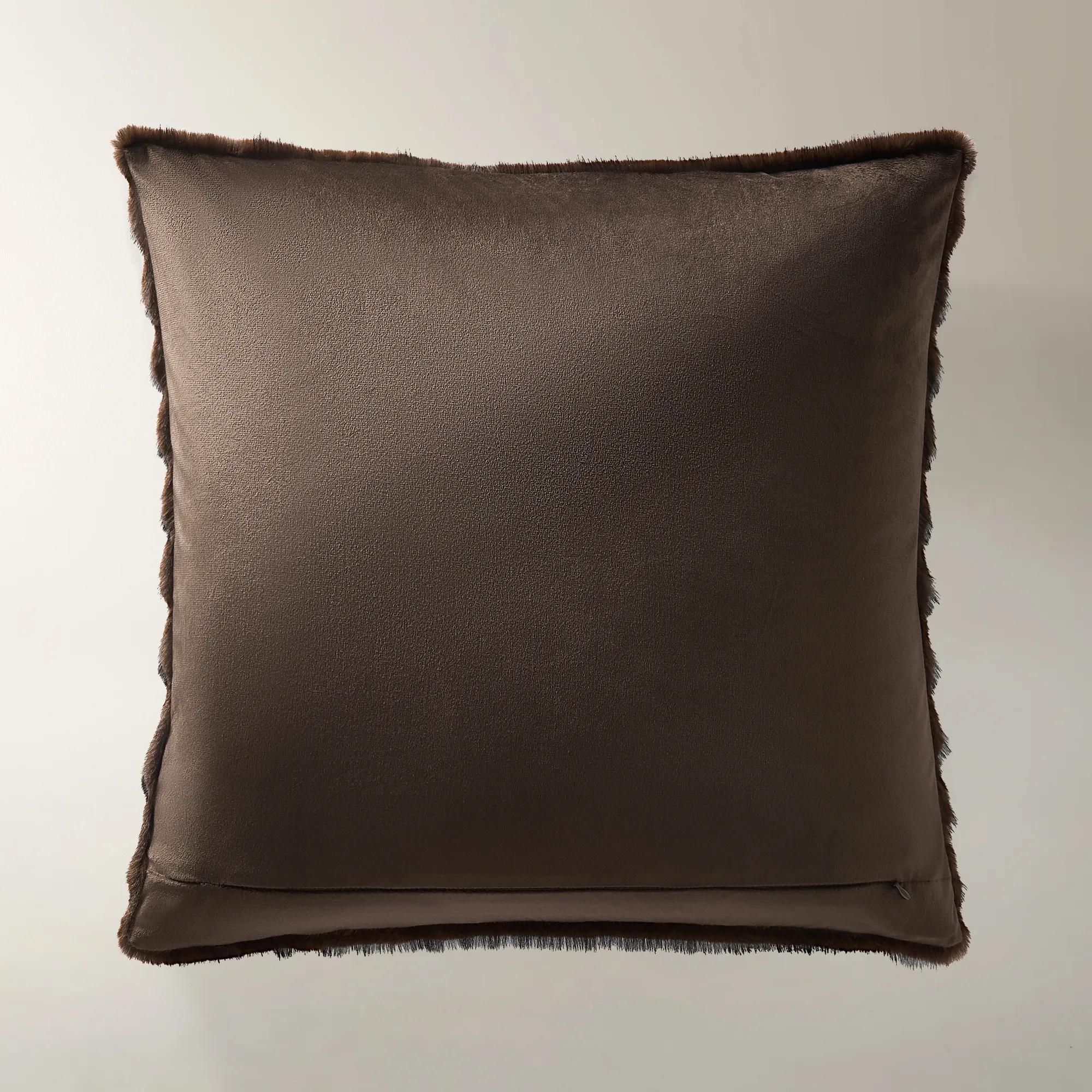 Chaska Channeled Fur Pillow 22" - Dark Chocolate Brown