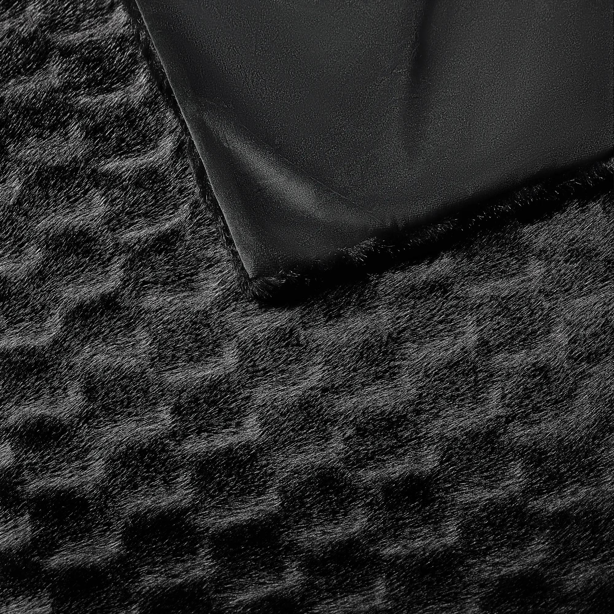 Carved Check Fur Throw 60" x 50" - Black