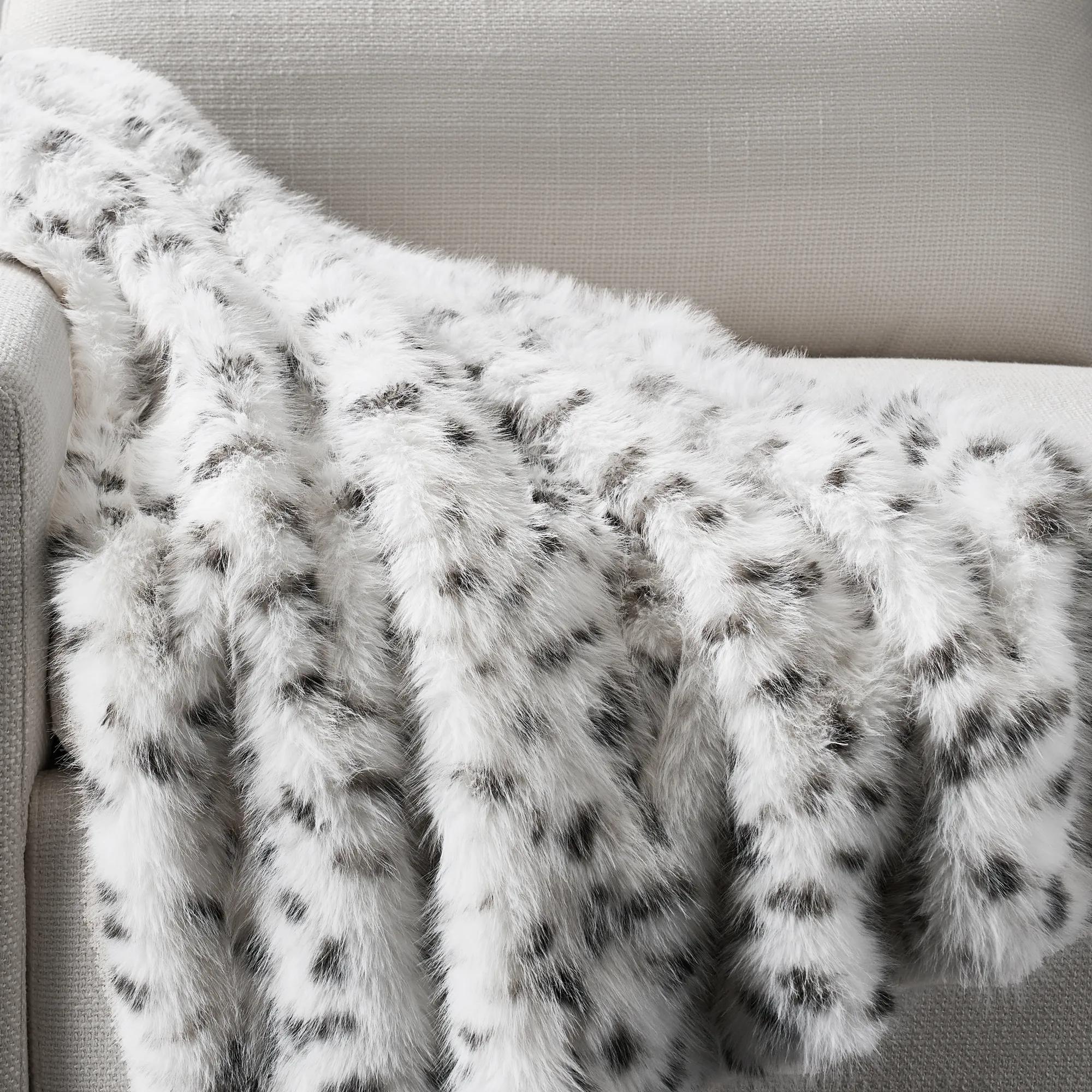 Snow Leopard Fur Throw 60" x 50"