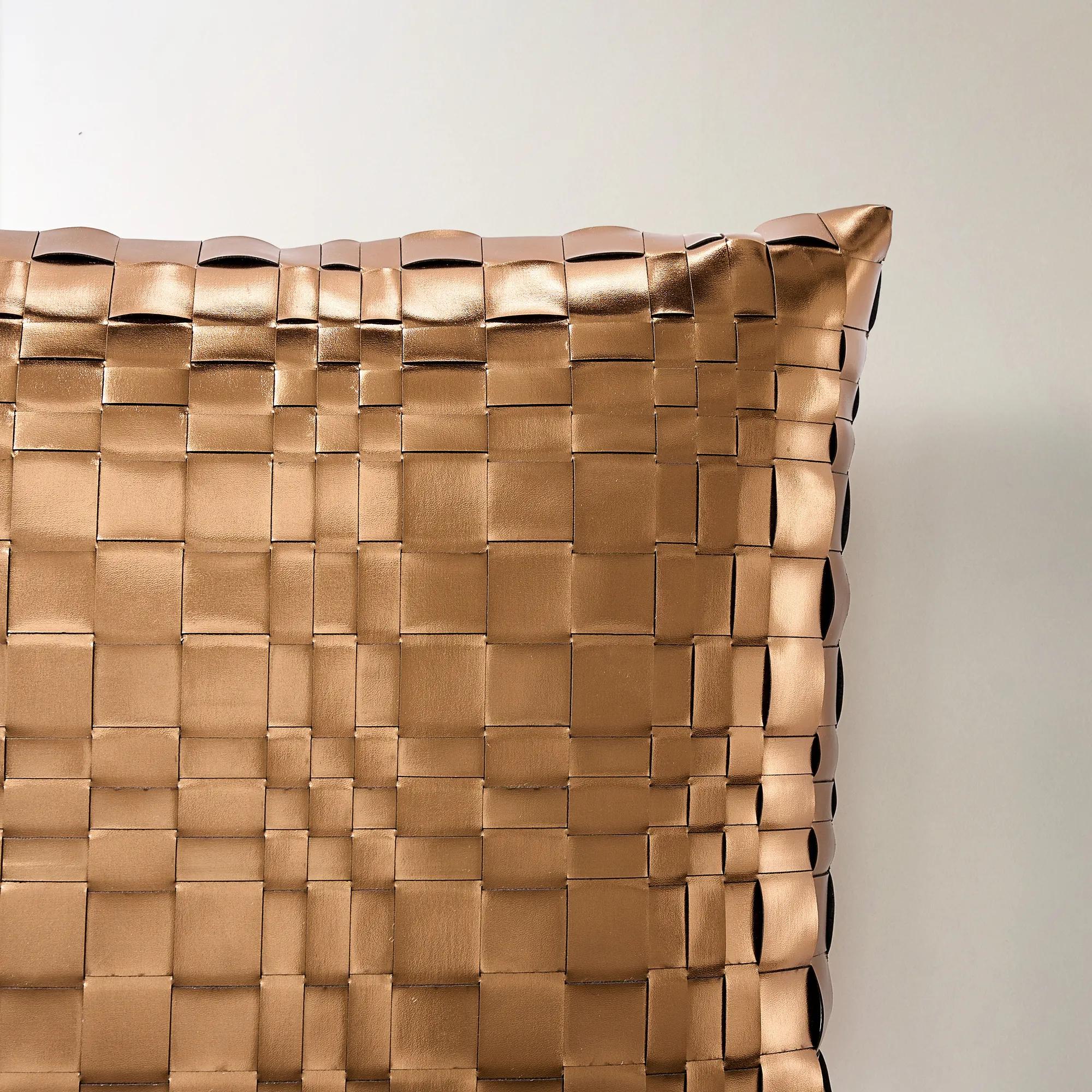 Wren Metallic Woven Pillow 20" - Bronzed Copper