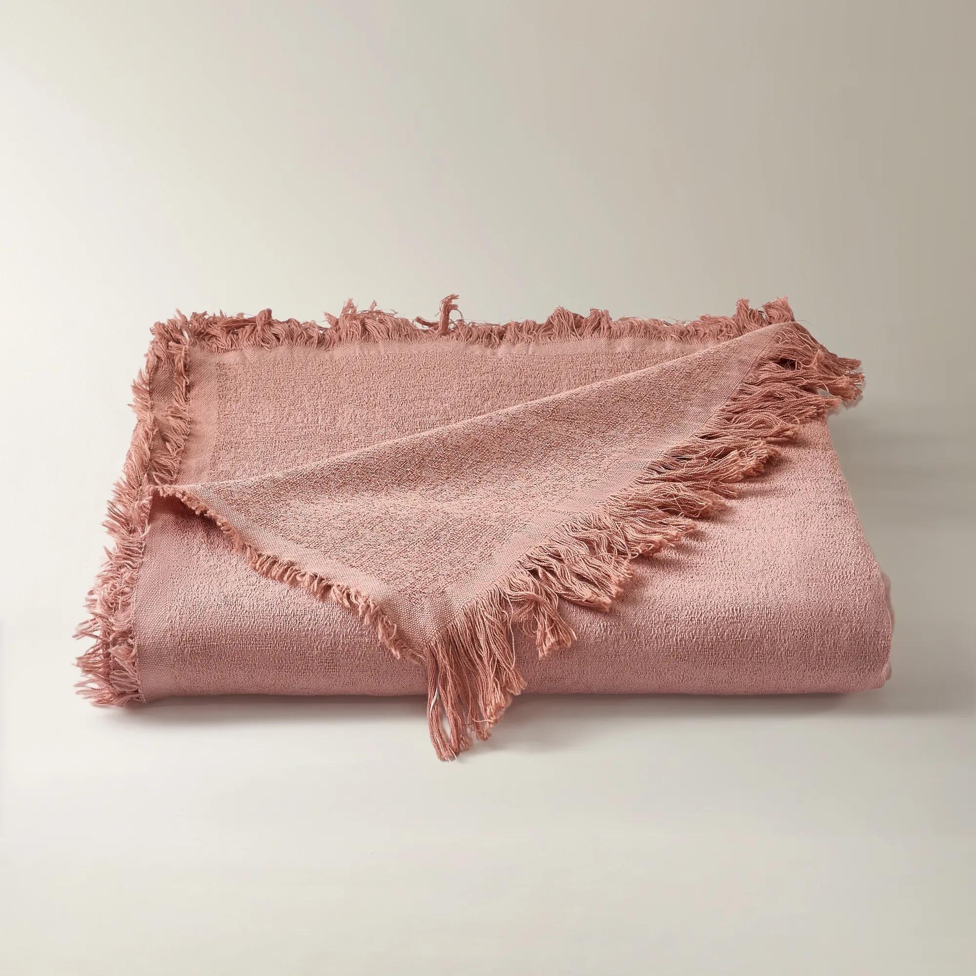Mira Cotton Dip Dyed Throw 50" x 60" - Mocha Rose