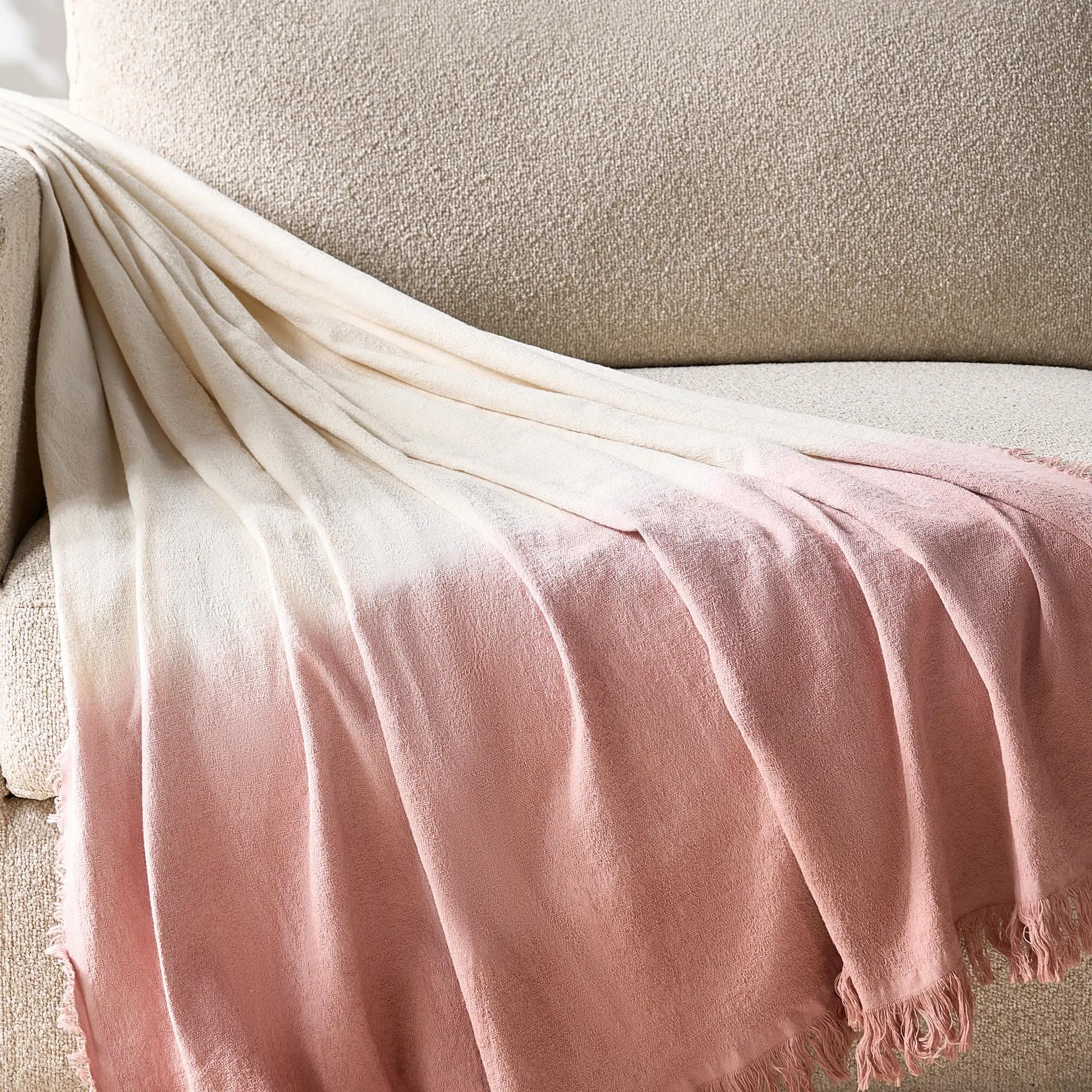 Mira Cotton Dip Dyed Throw 50" x 60" - Mocha Rose