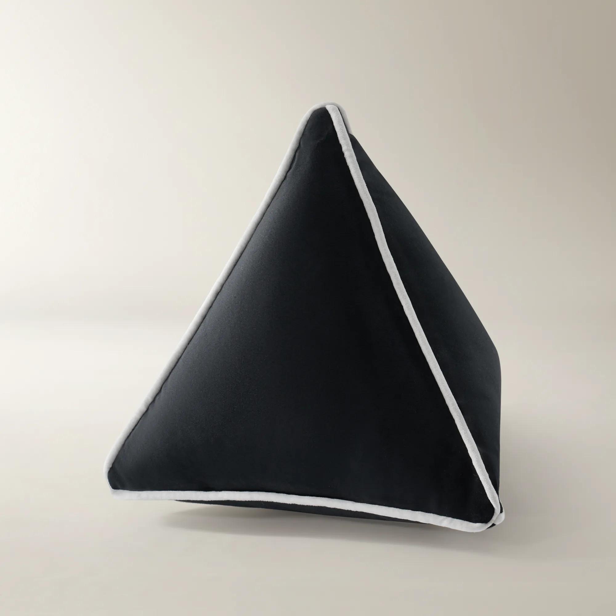 Trist Velvet Triangle Pillow 13" - Black/White