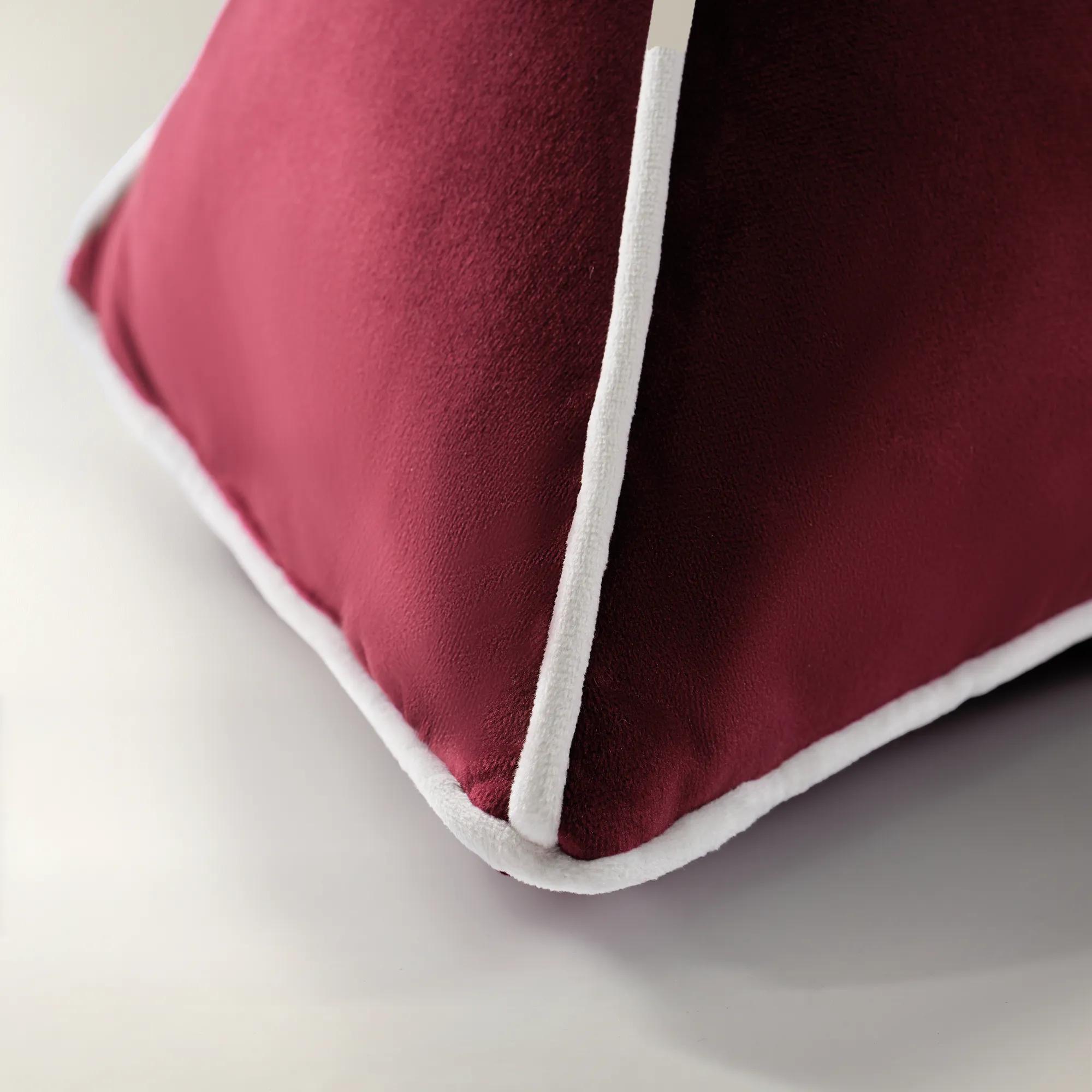 Trist Velvet Triangle Pillow 13" - Deep Red/White
