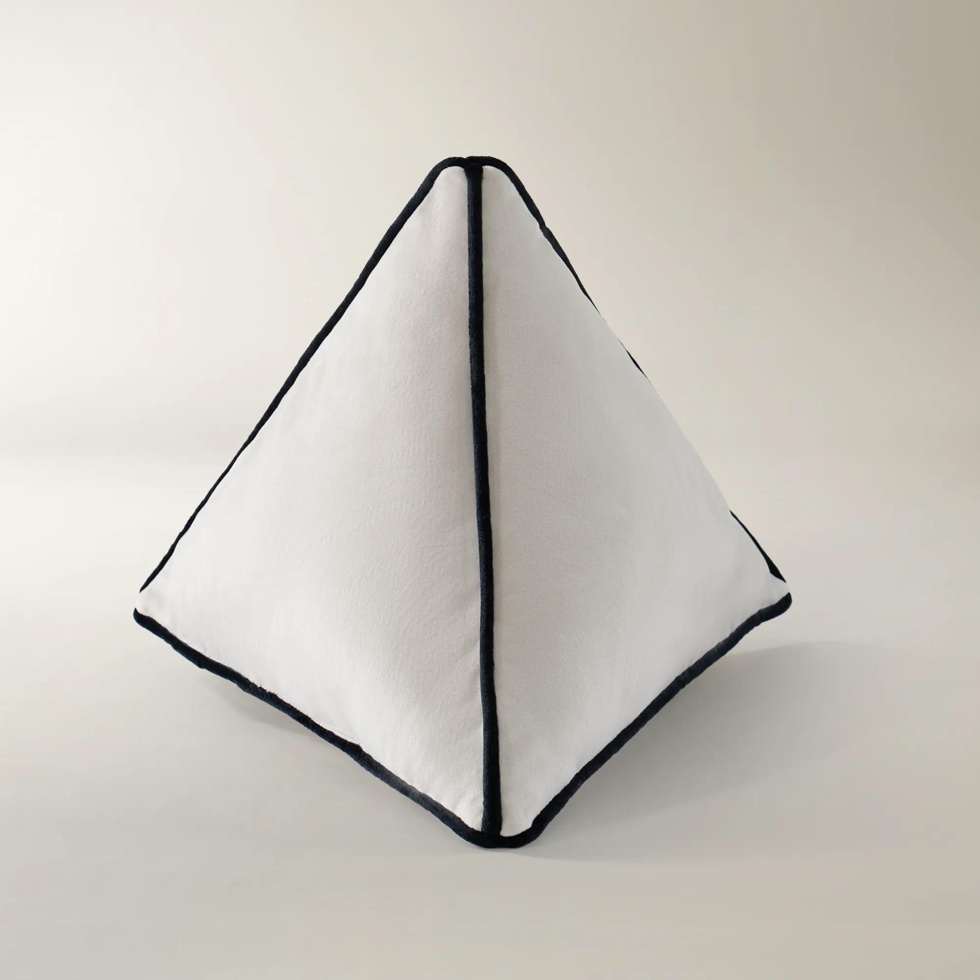Trist Velvet Triangle Pillow 13" - Alabaster/Black