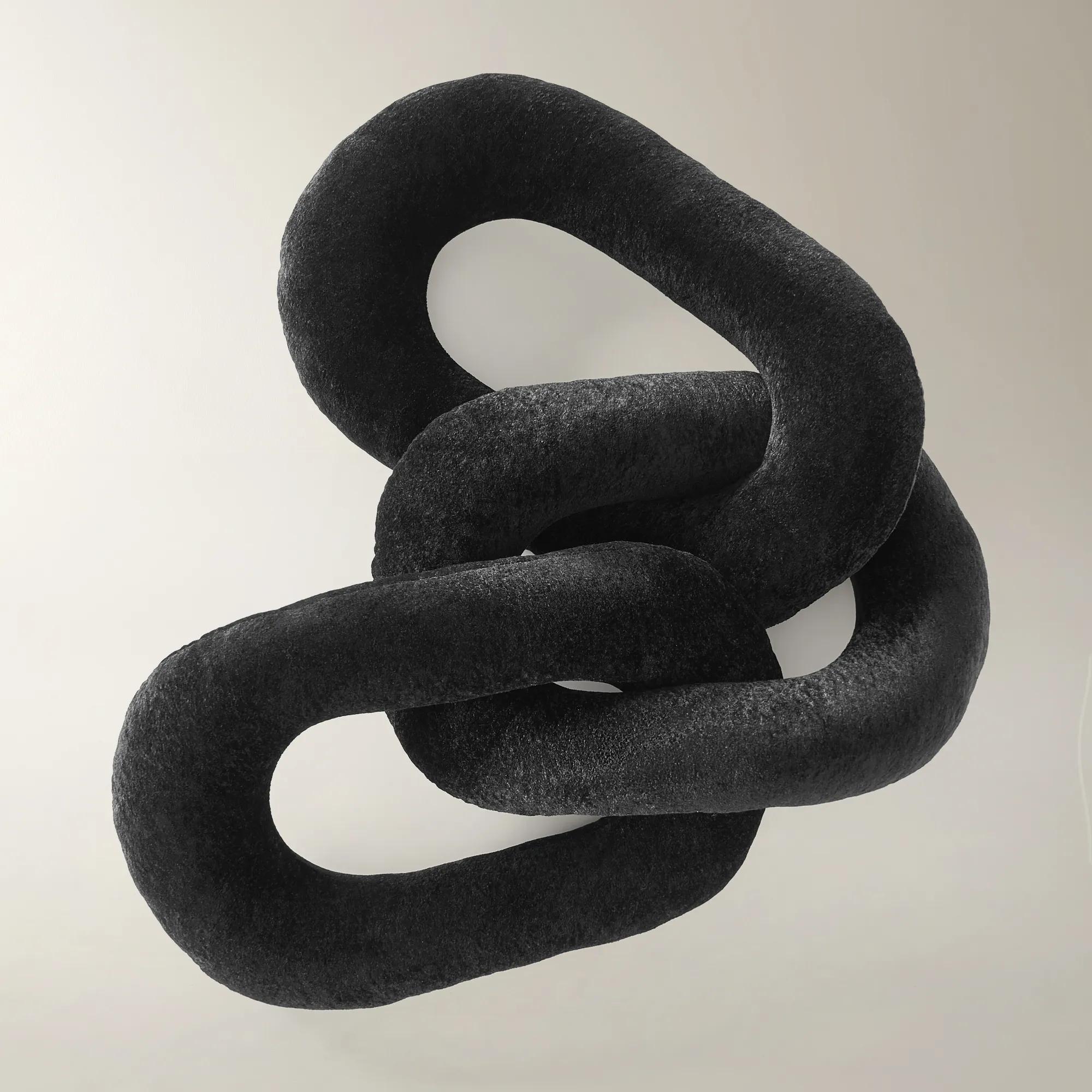 Oversized Velvet Links Pillow 24" - Black