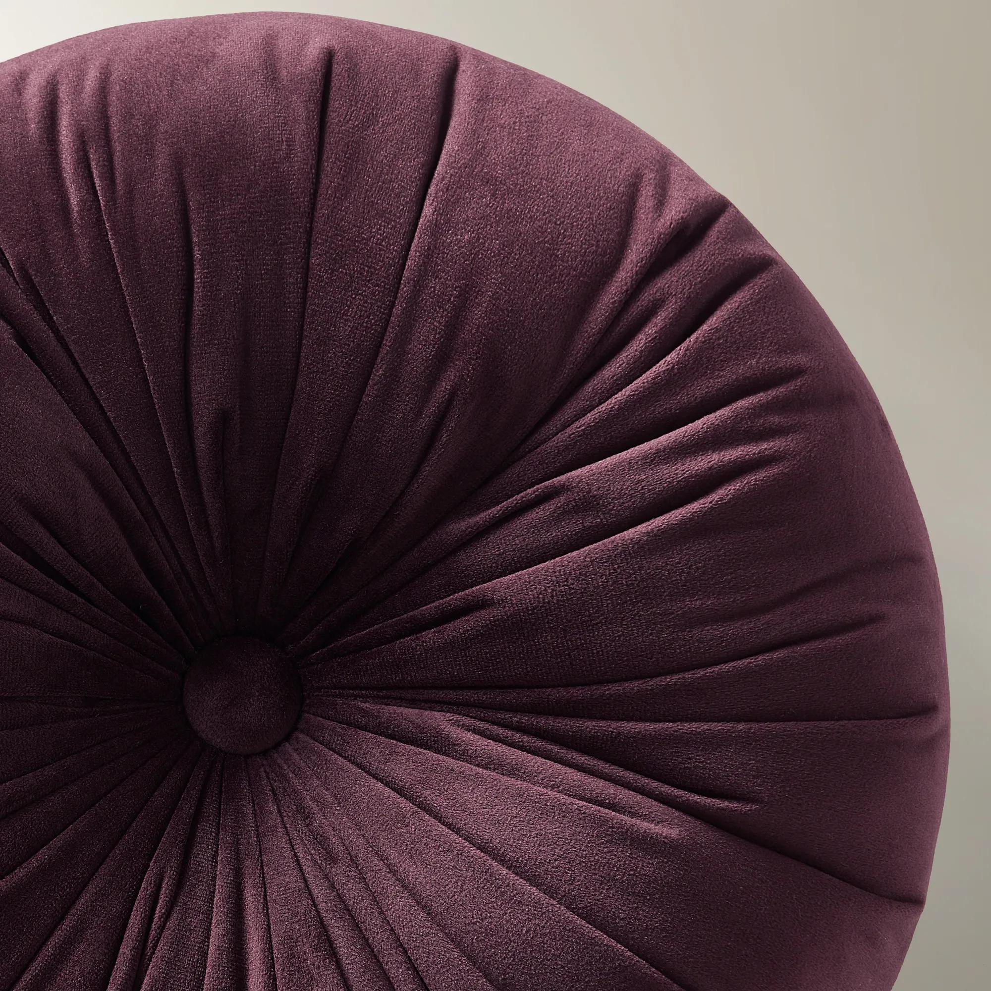 Clea Tufted Round Velvet Pillow 15" - Fig