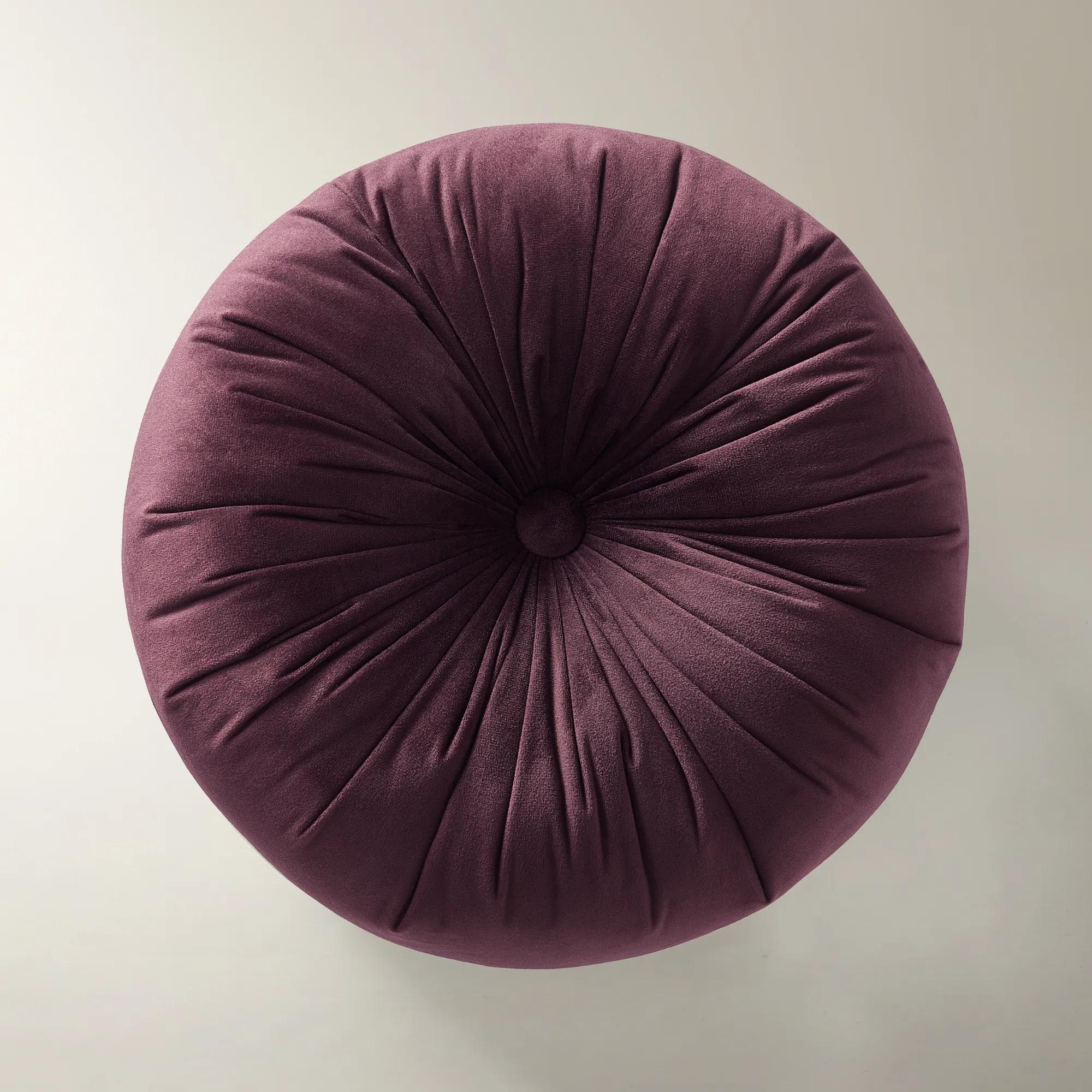Clea Tufted Round Velvet Pillow 15" - Fig