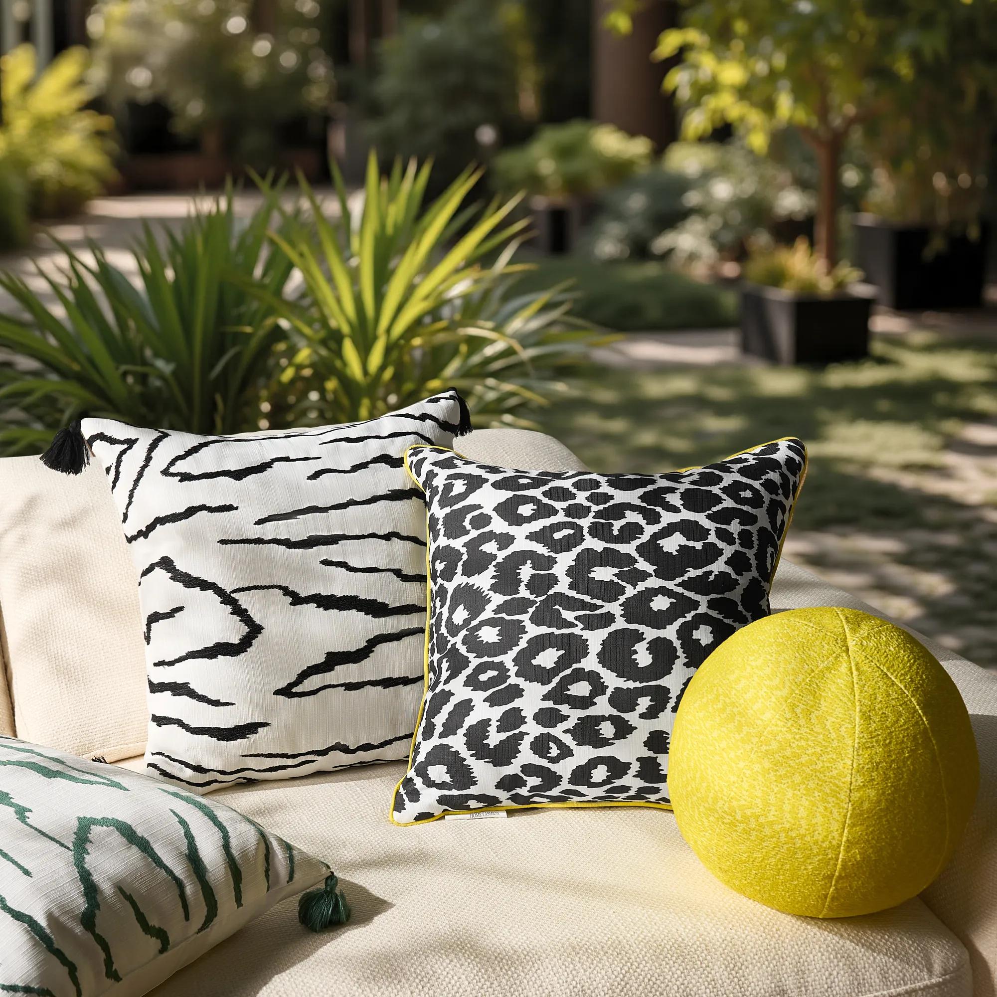 Leopard Pop Trim Outdoor Pillow 20"