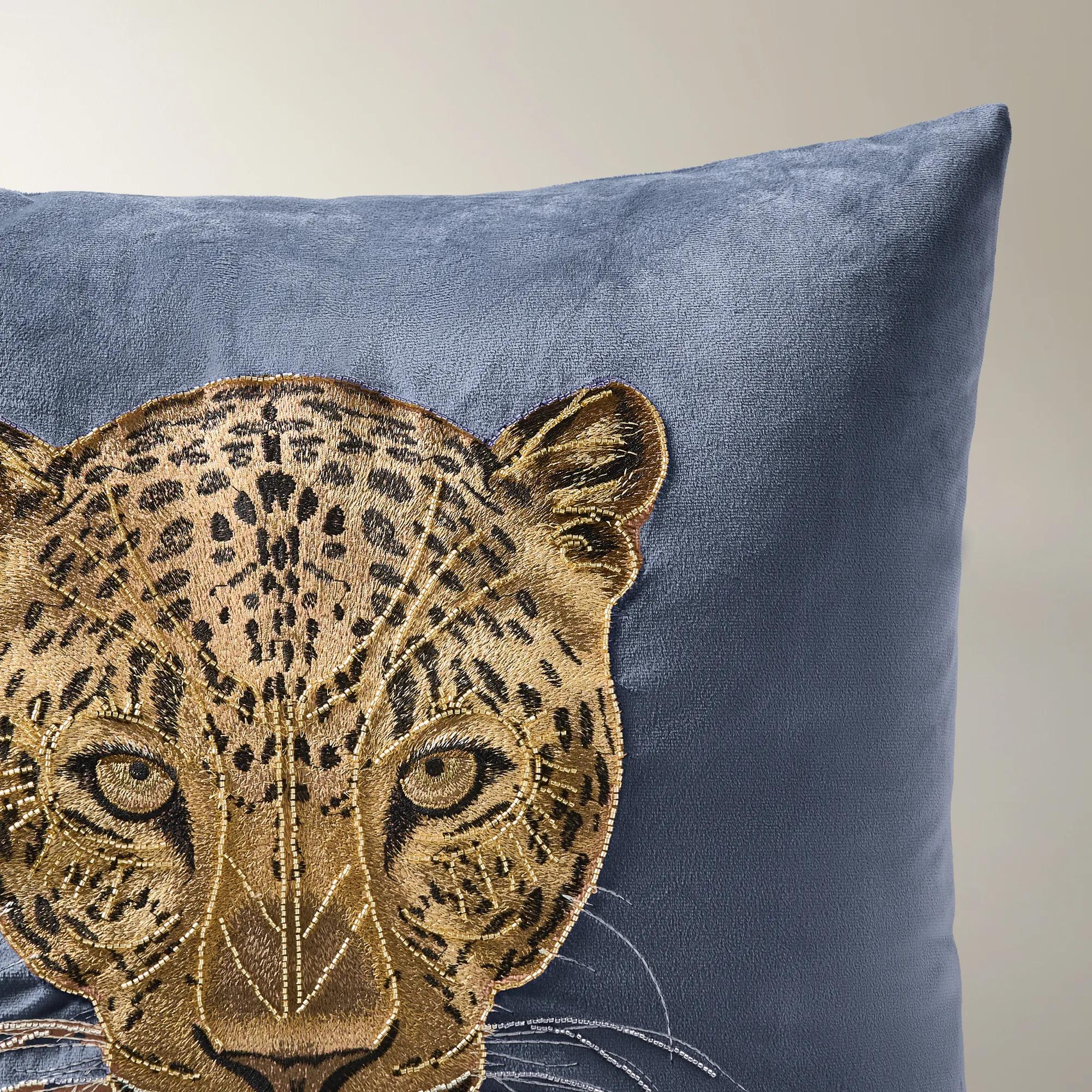 Namir Embroidered Velvet Pillow 22" - Dusty Blue