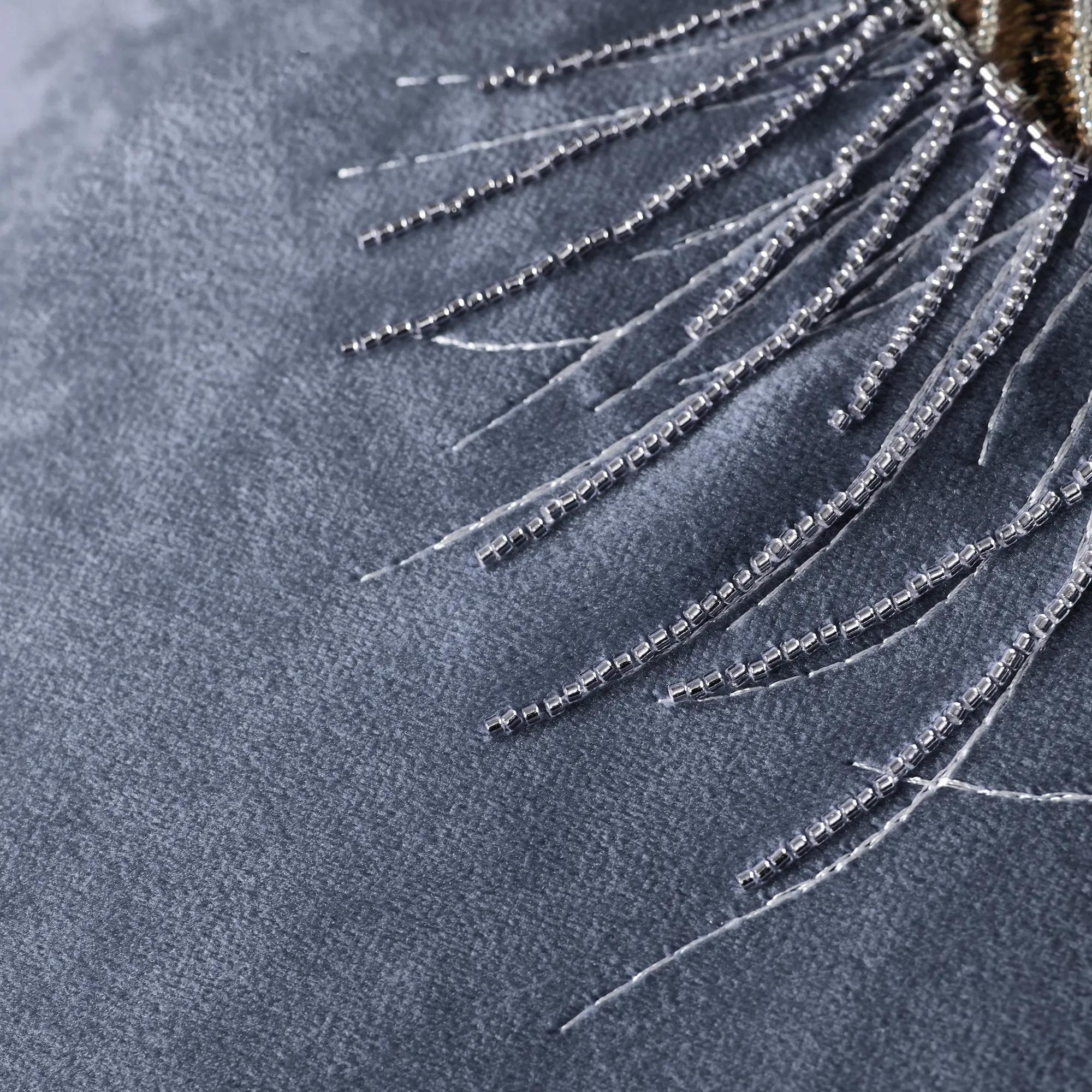 Namir Embroidered Velvet Pillow 22" - Dusty Blue
