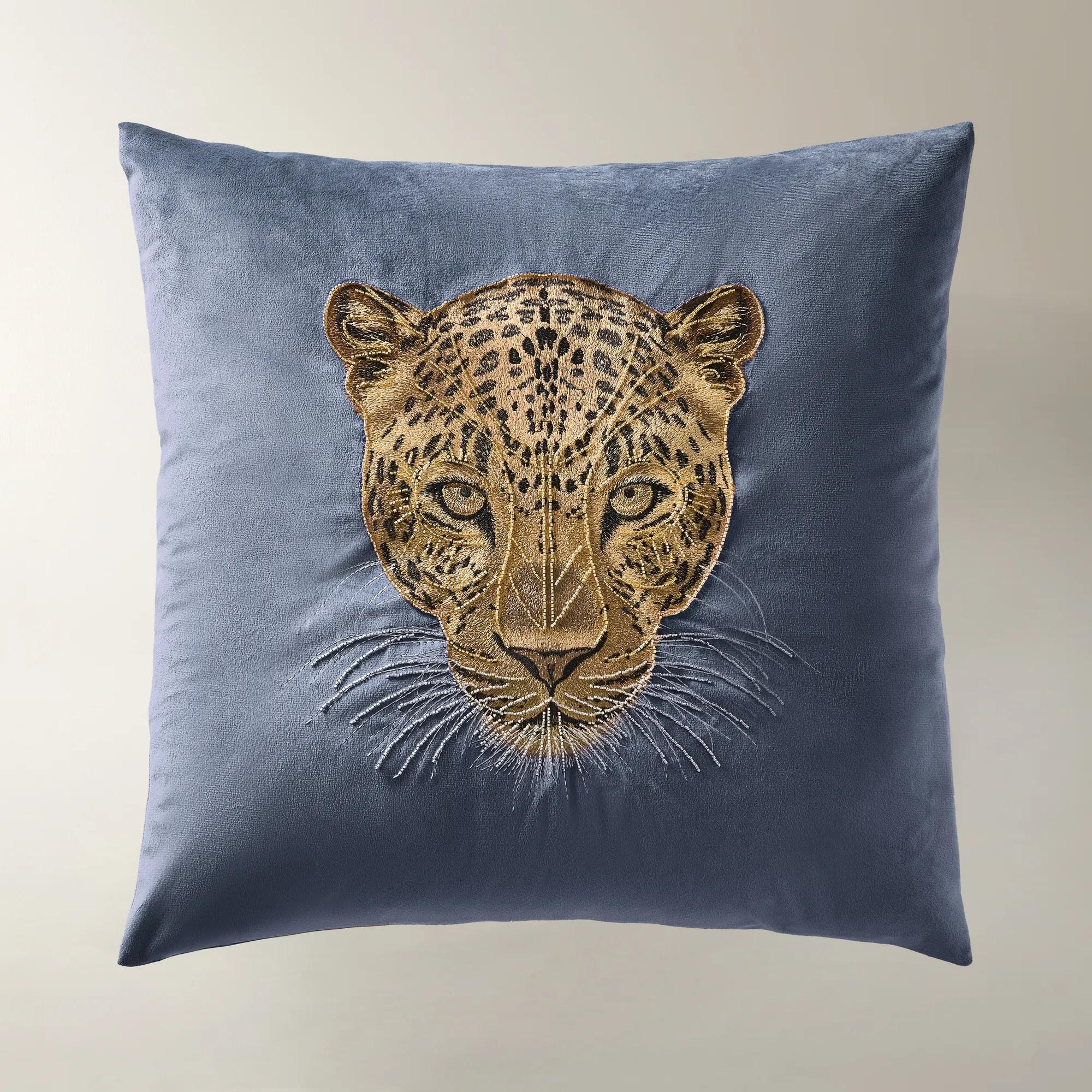 Namir Embroidered Velvet Pillow 22" - Dusty Blue