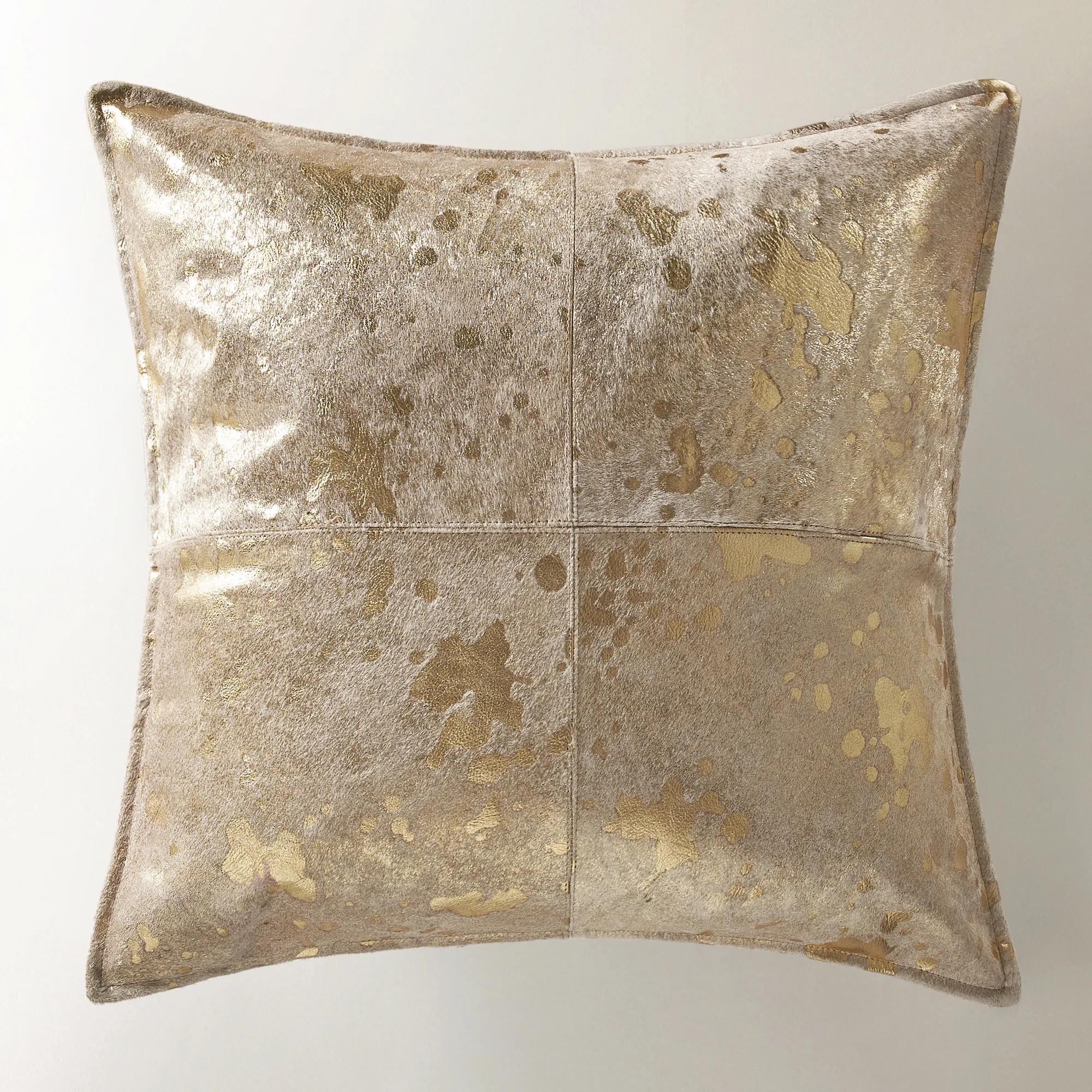 Ari Metallic Hide Pillow 20" - Gold