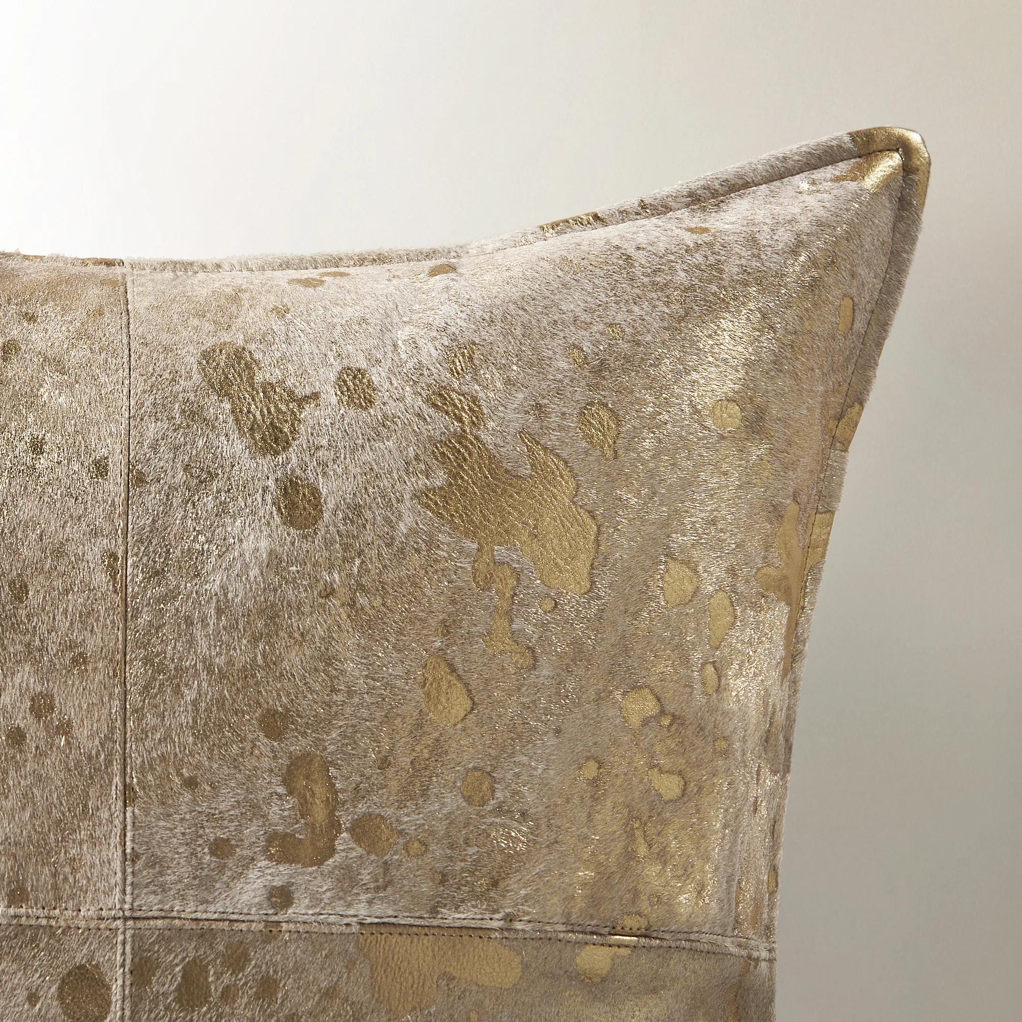Ari Metallic Hide Pillow 20" - Gold