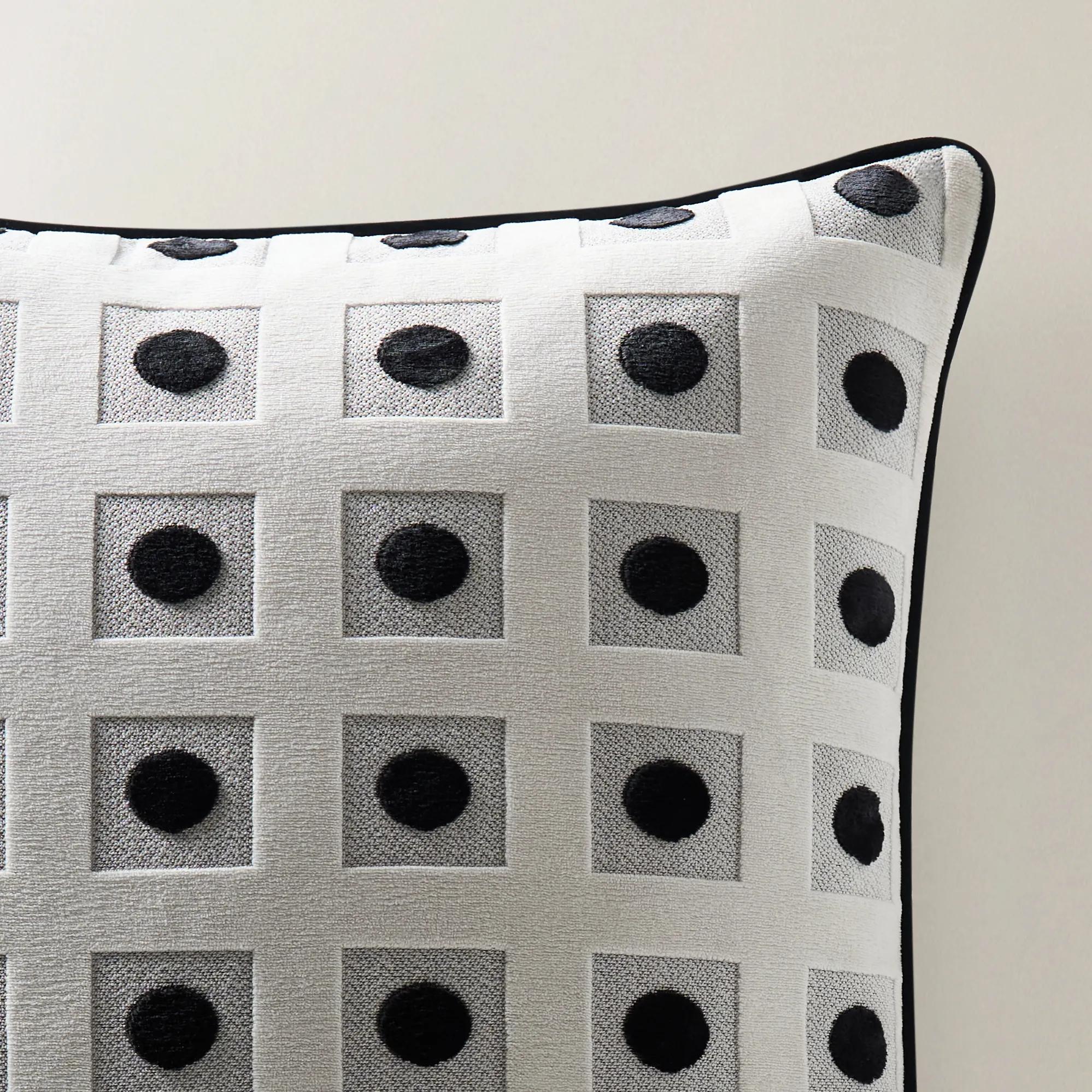 Geo Dot Pillow 22" - White/Black
