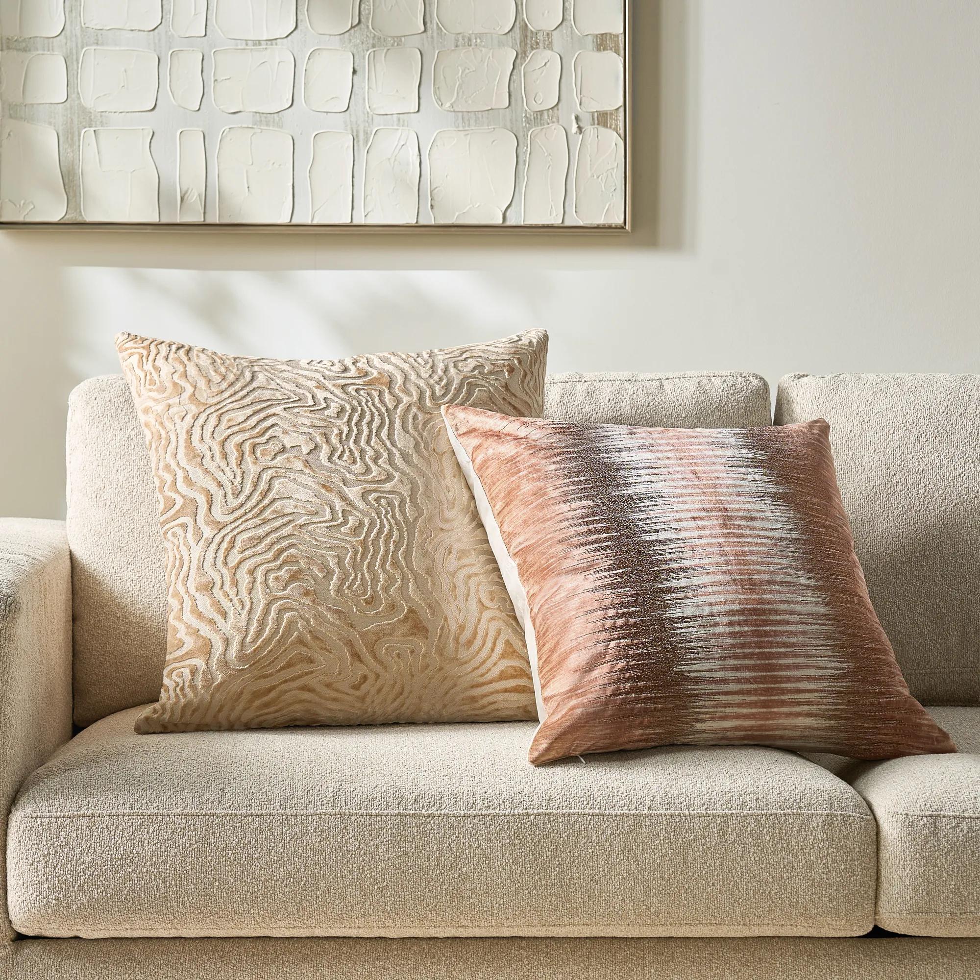 Echo Cut Velvet Pillow 24" - Ginger Root