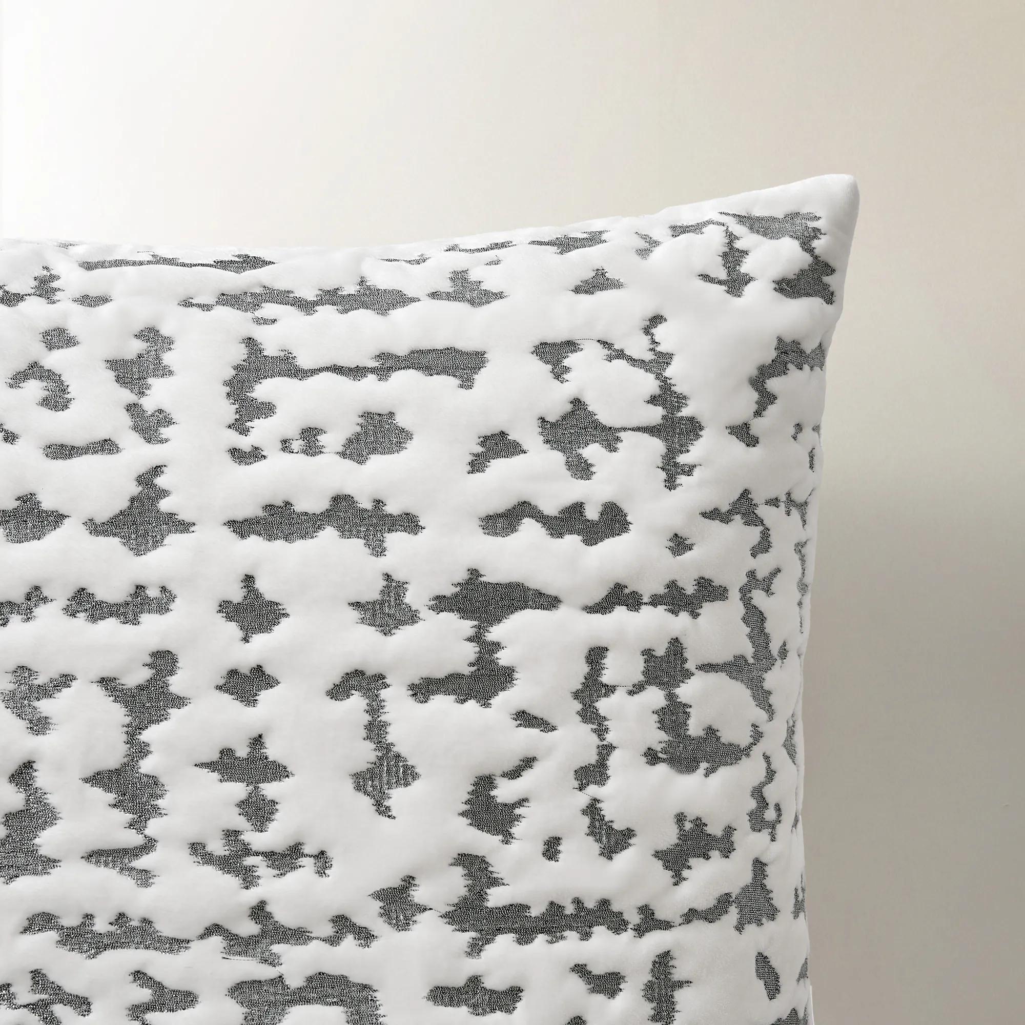 Solenne Embroidered Pillow 22" - Ivory/Charcoal