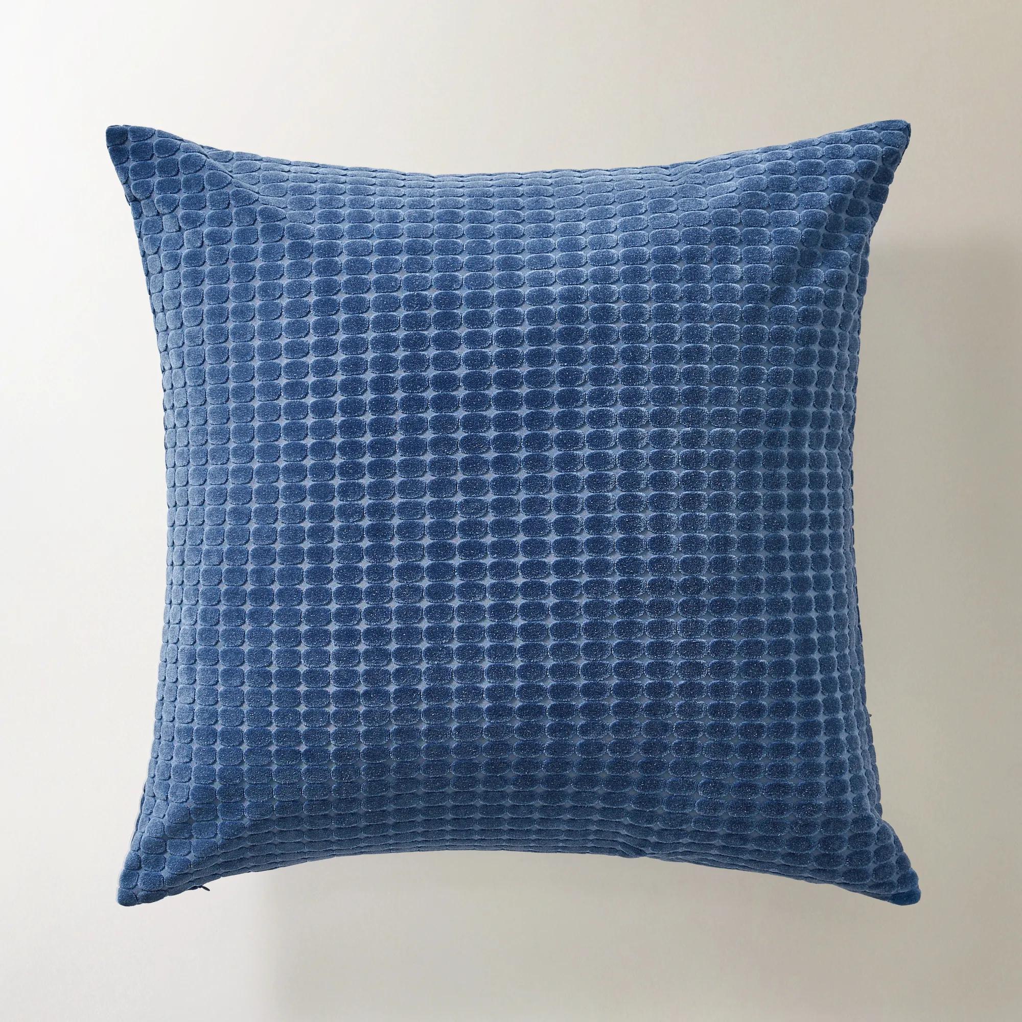 Dottie Cut Velvet Pillow 22" - French Blue
