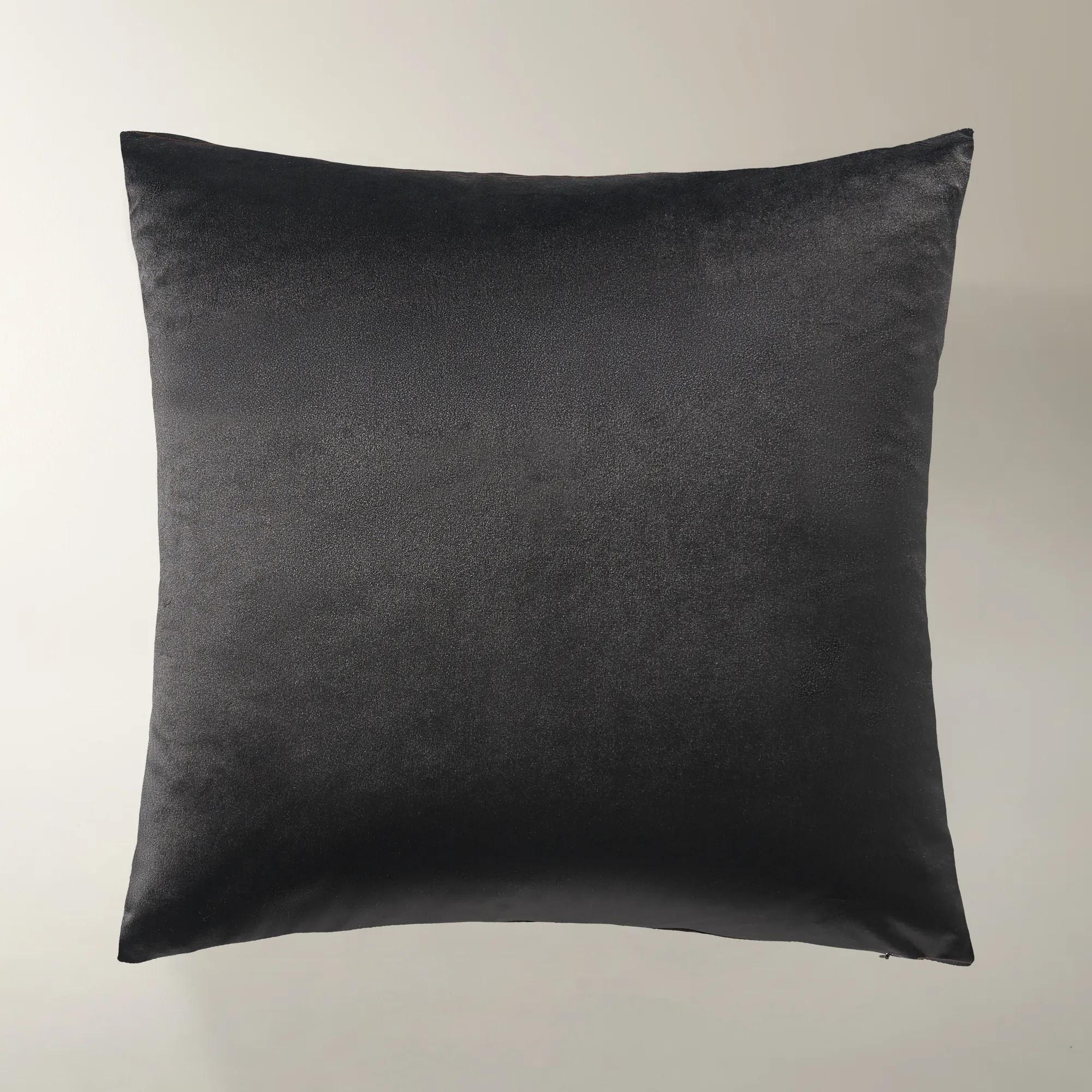 Zarin Metallic Zig Zag Velvet Pillow 22" - Black/Gold