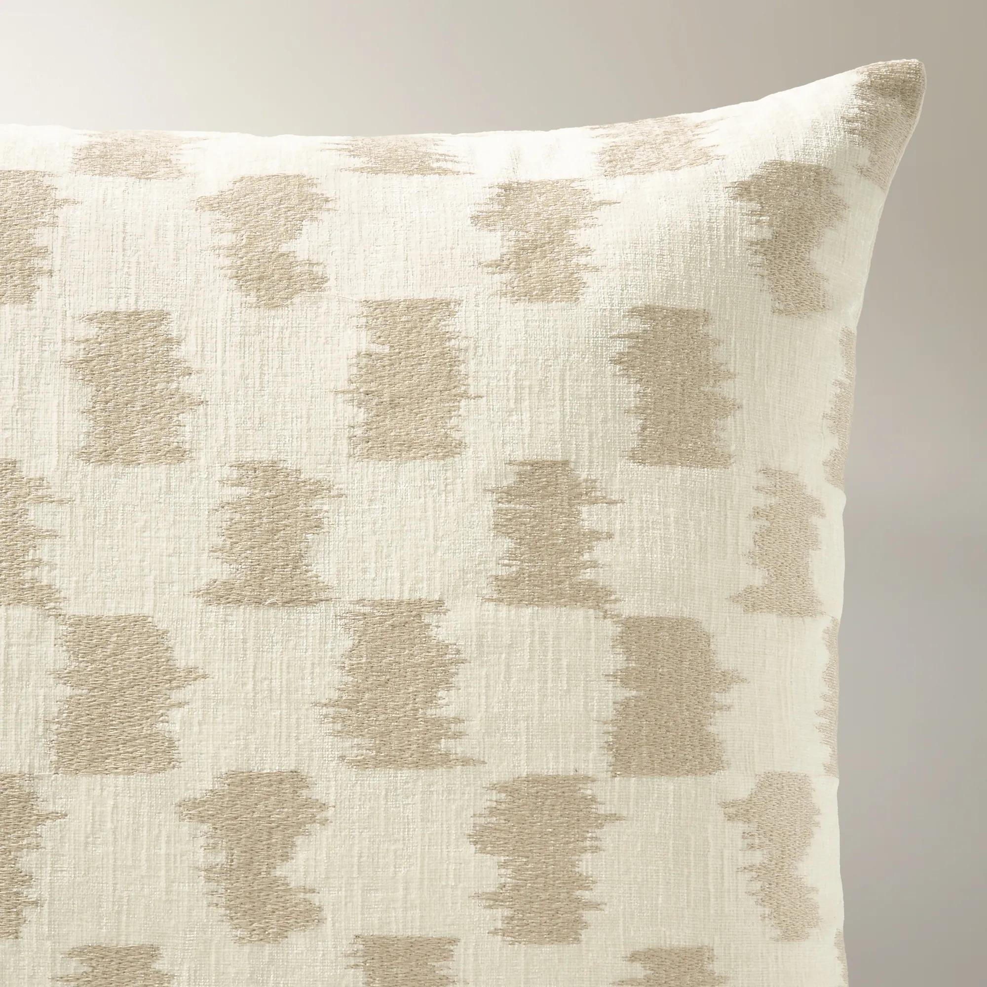 Scacco Check Embroidered Pillow 22" - Taupe/Ivory