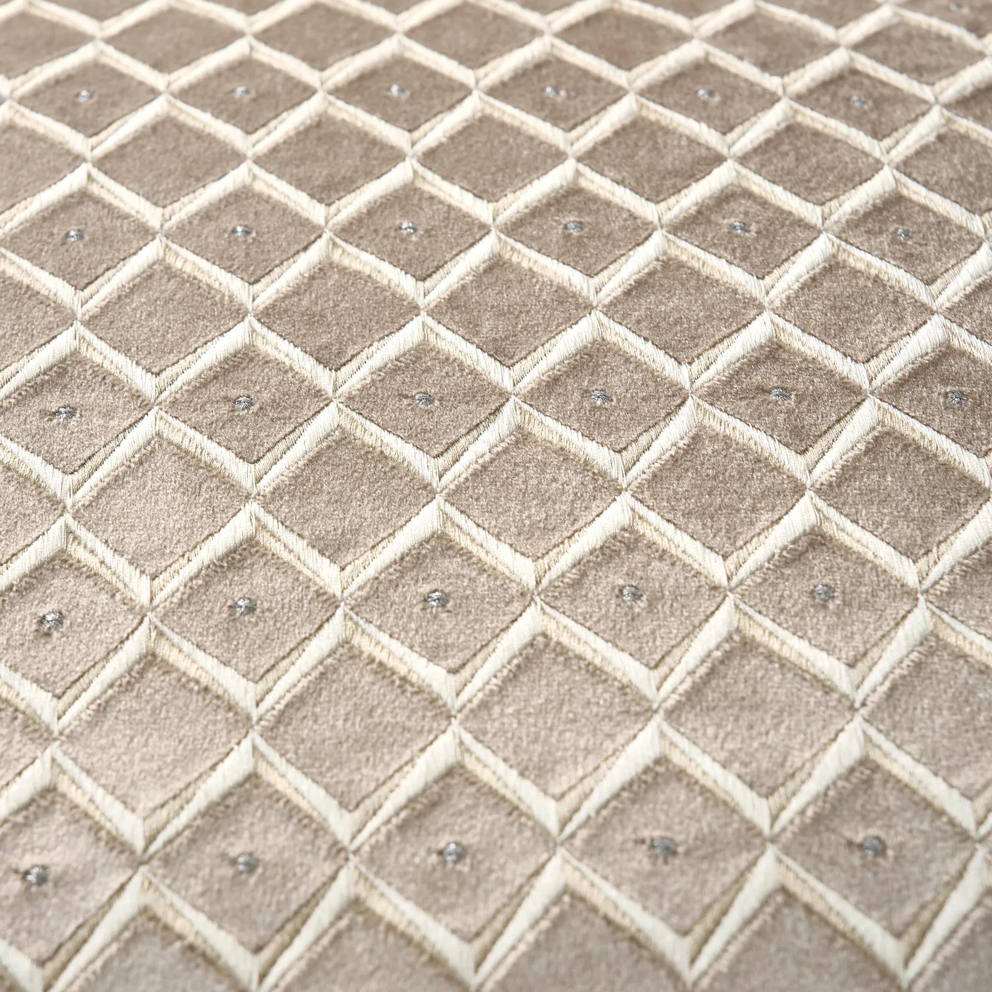Boucard Diamond Check Embroidered Pillow 22" - Taupe