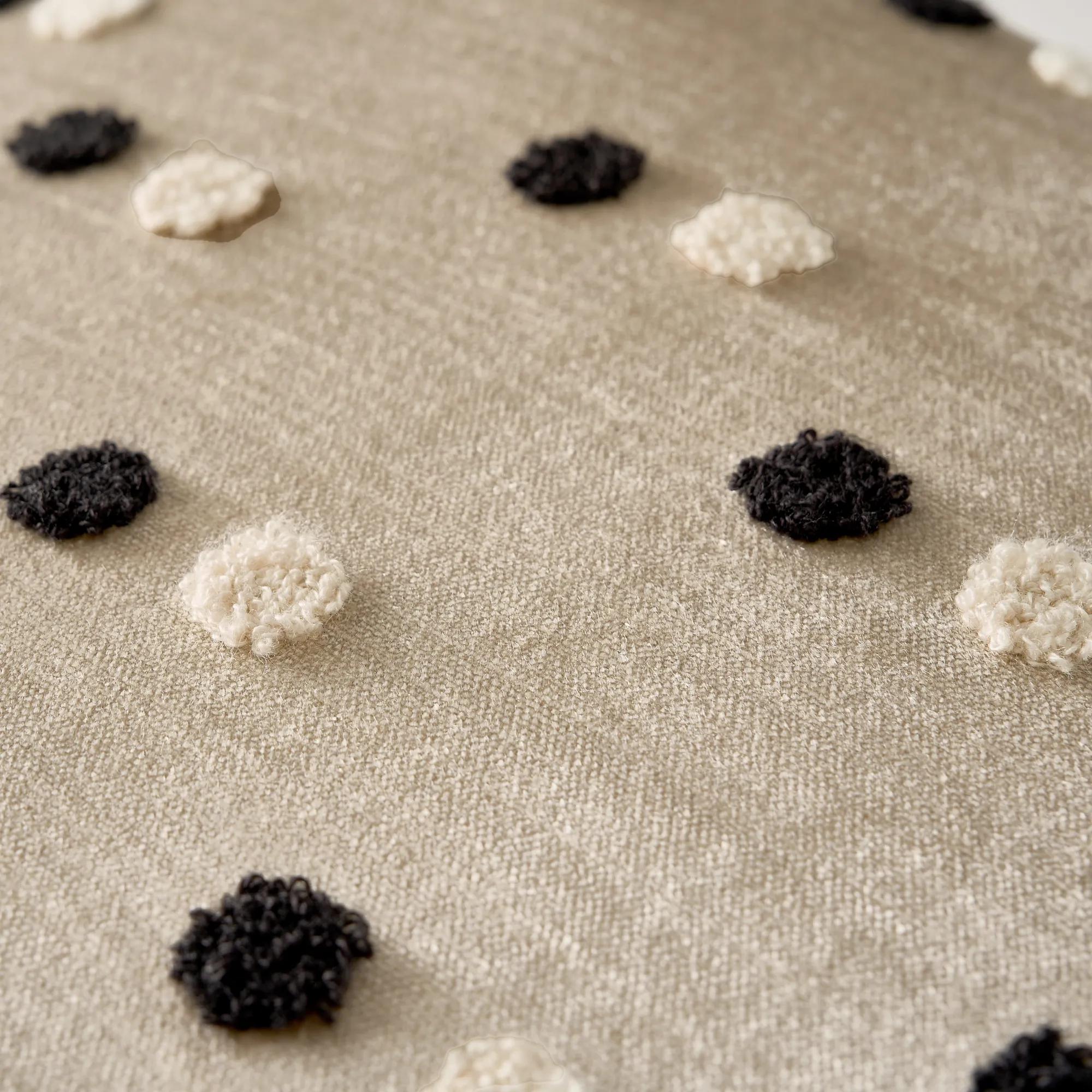Dionne Polka Dot Embroidered Pillow 22" - Platinum Taupe