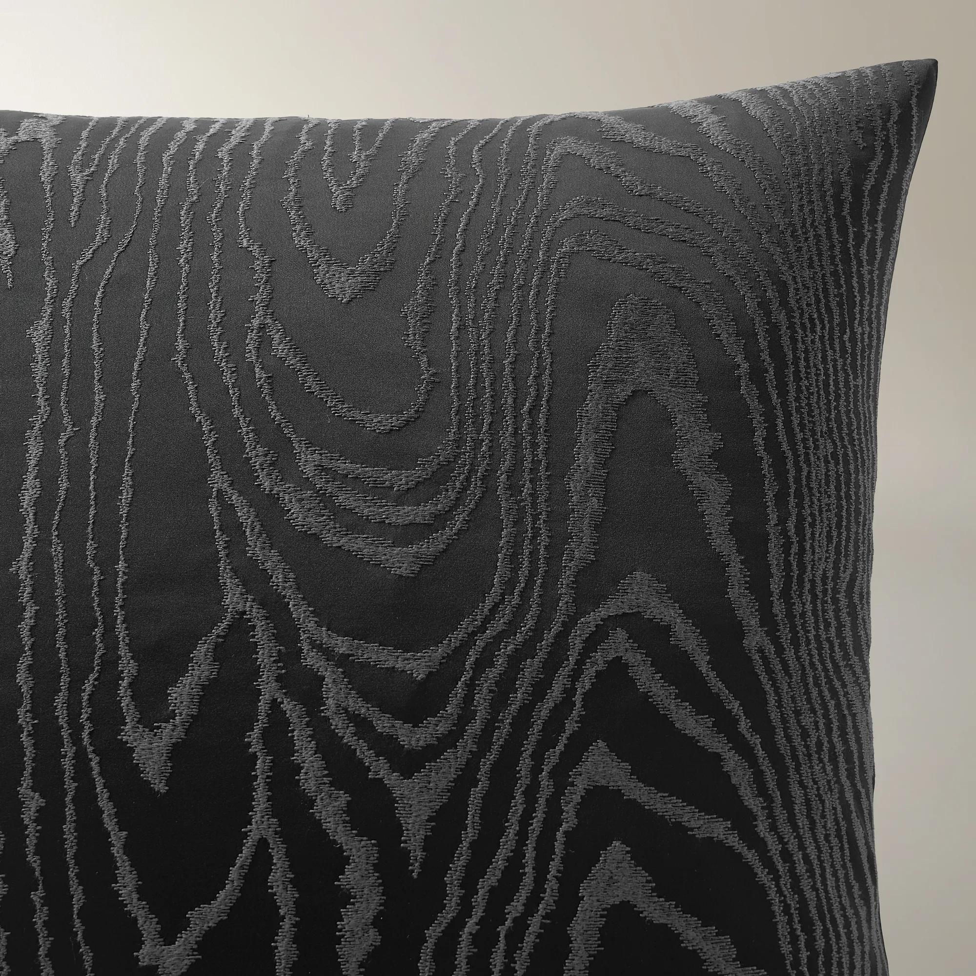 Moiré Embroidered Pillow 22" - Black