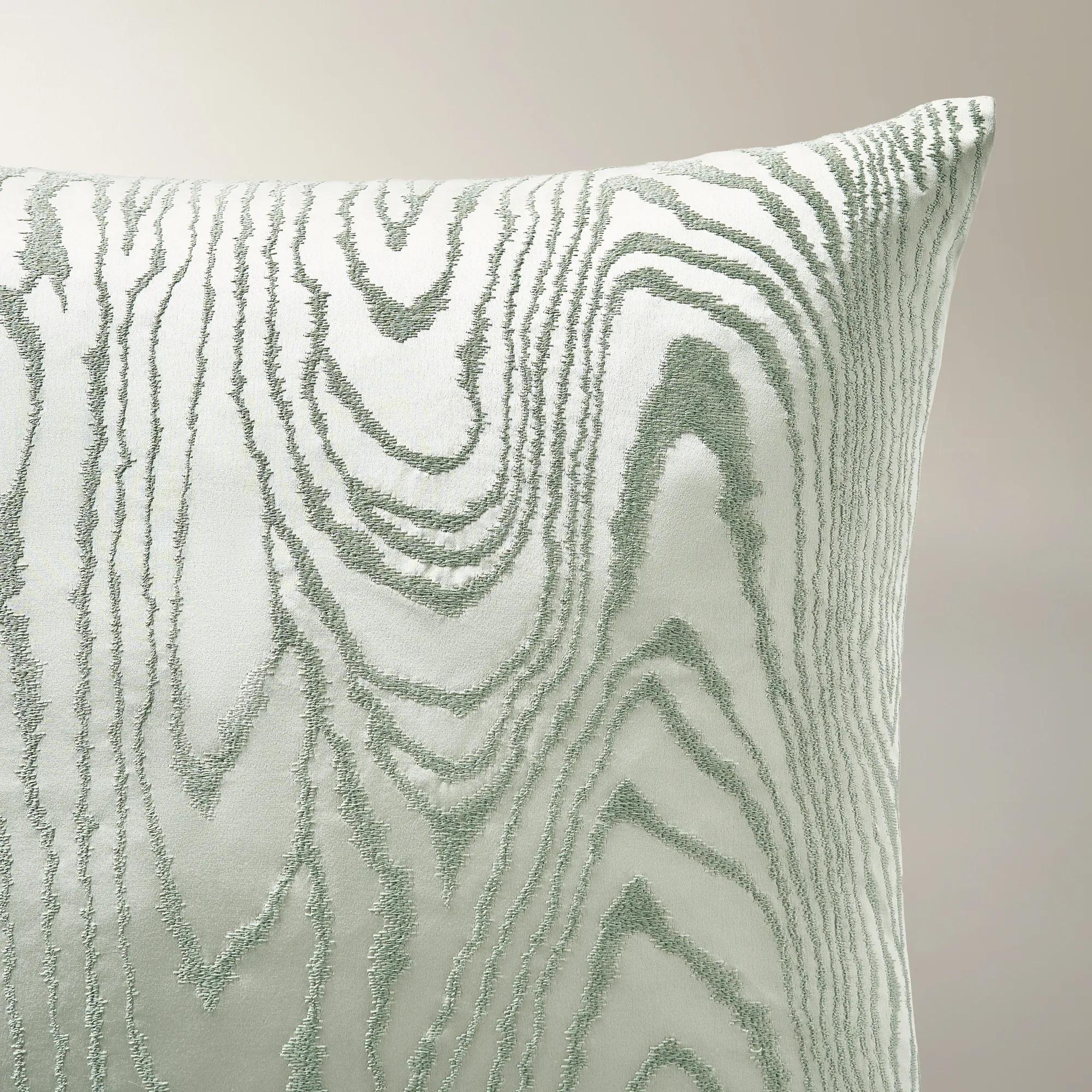 Moiré Embroidered Pillow 22" - Sea Glass