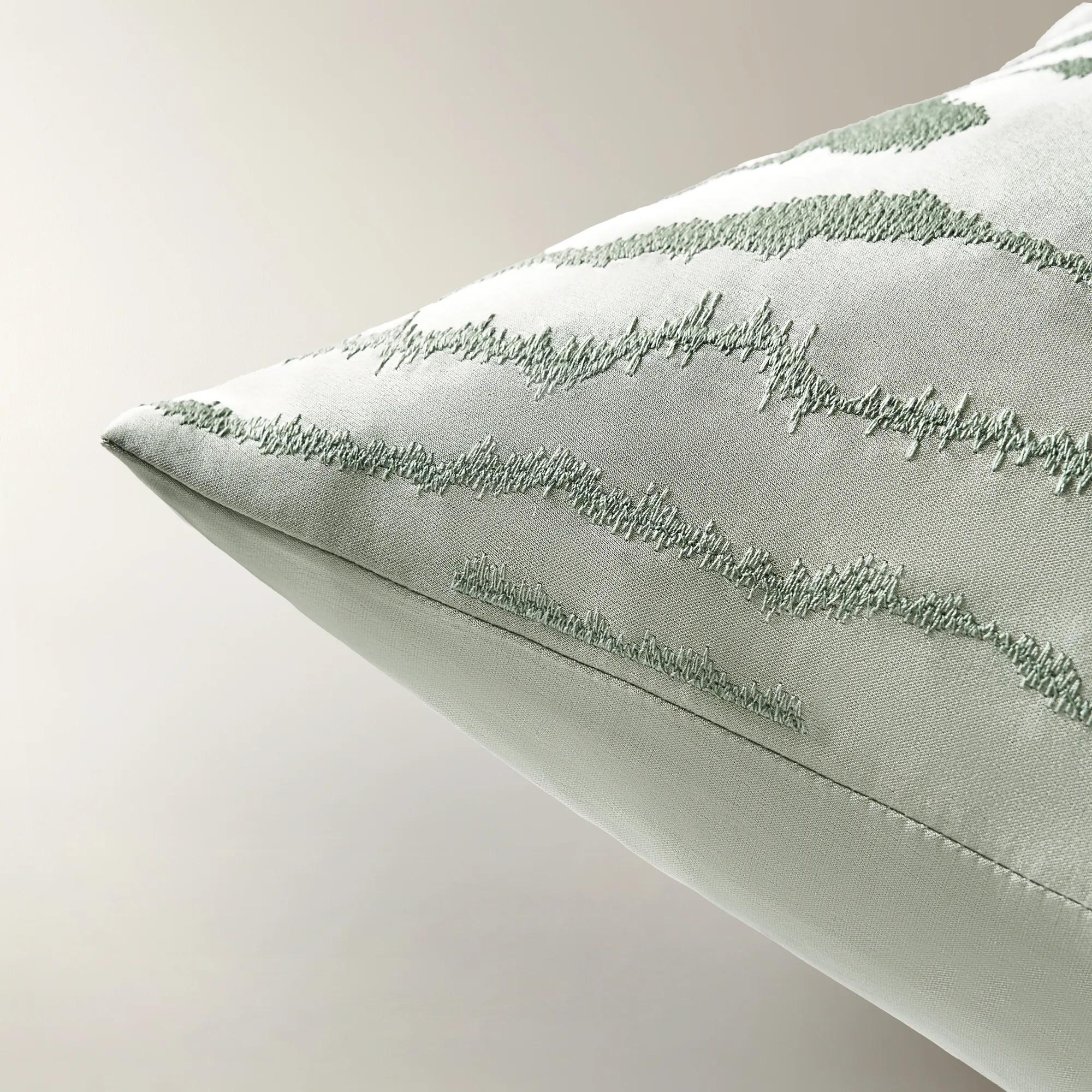 Moiré Embroidered Pillow 22" - Sea Glass