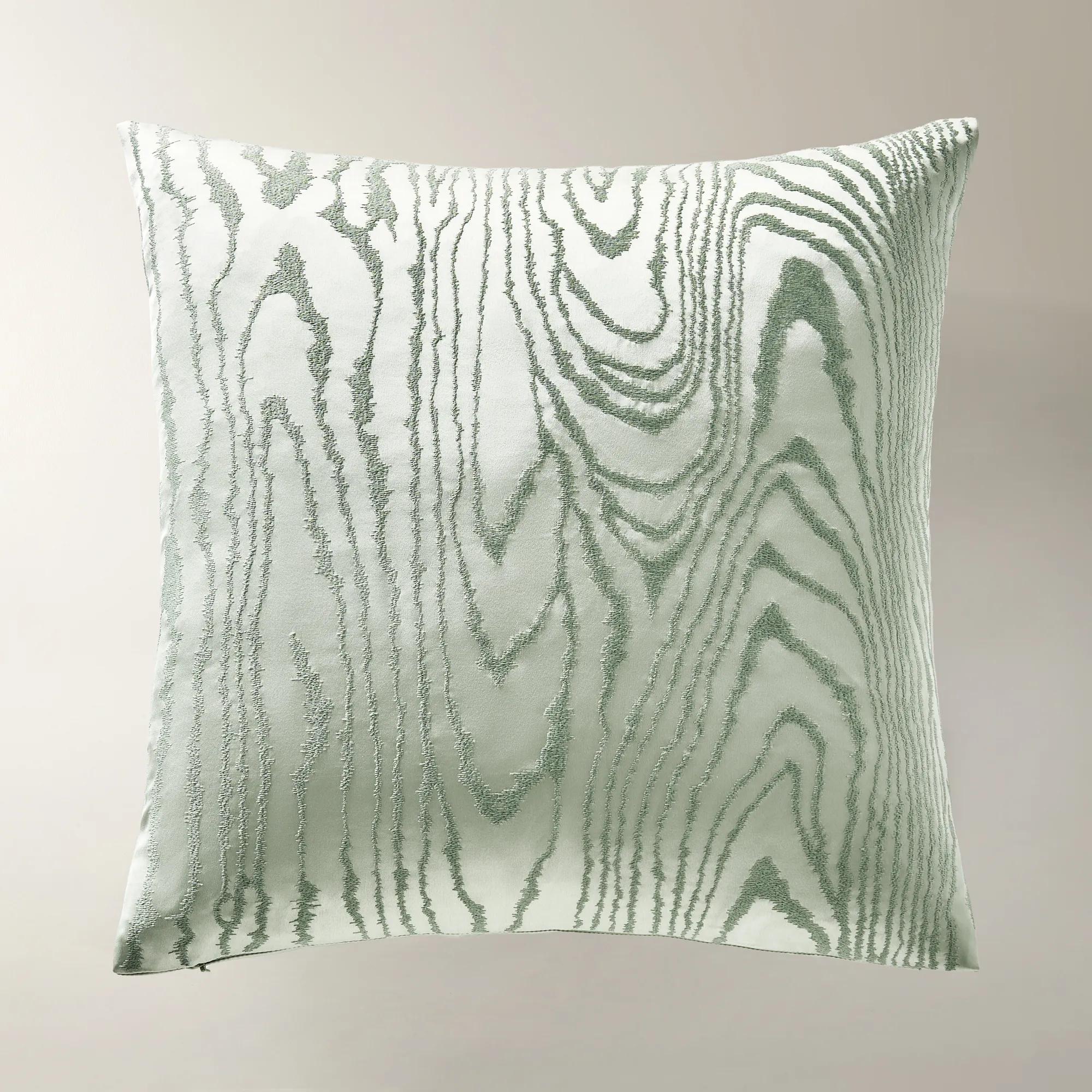 Moiré Embroidered Pillow 22" - Sea Glass