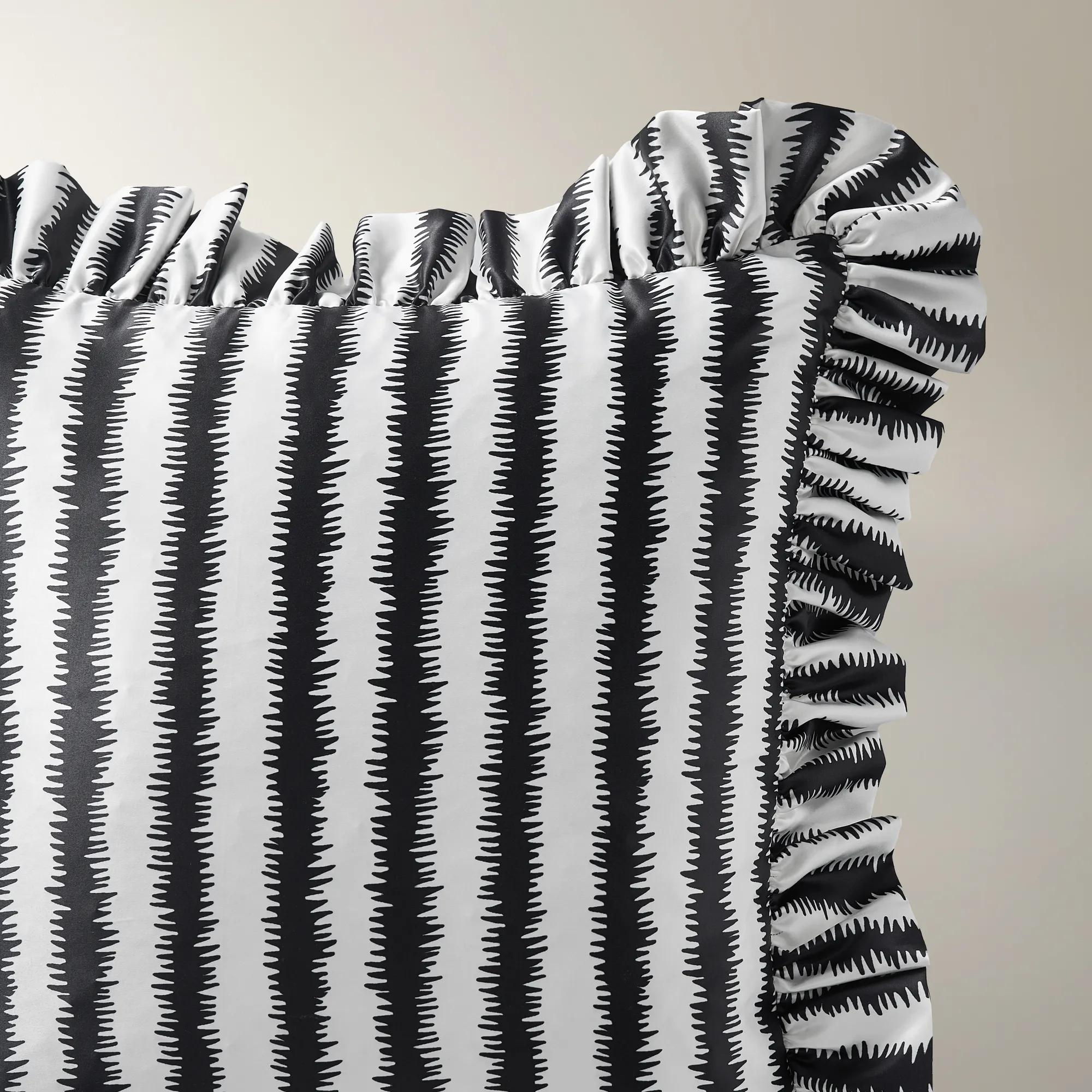 Talia Striped Ruffle Pillow 20" - Black/White
