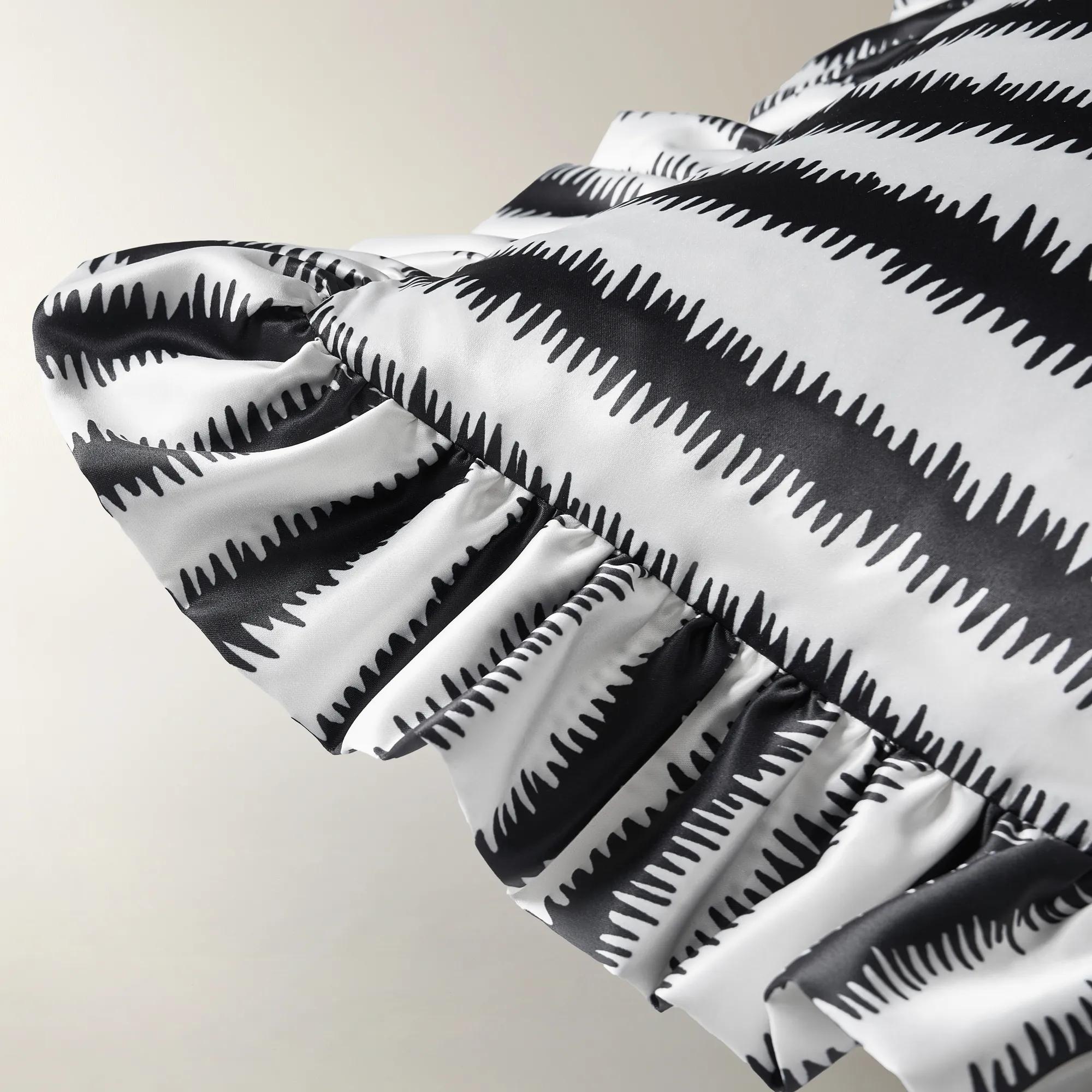 Talia Striped Ruffle Pillow 20" - Black/White