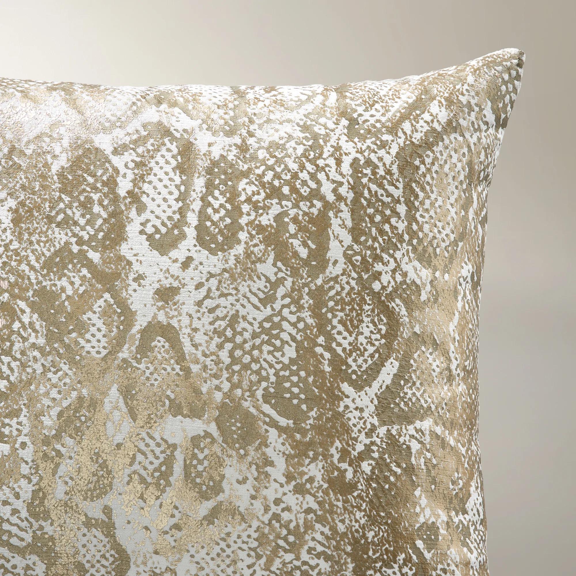 Boa Metallic Pillow 22" - Gold/White