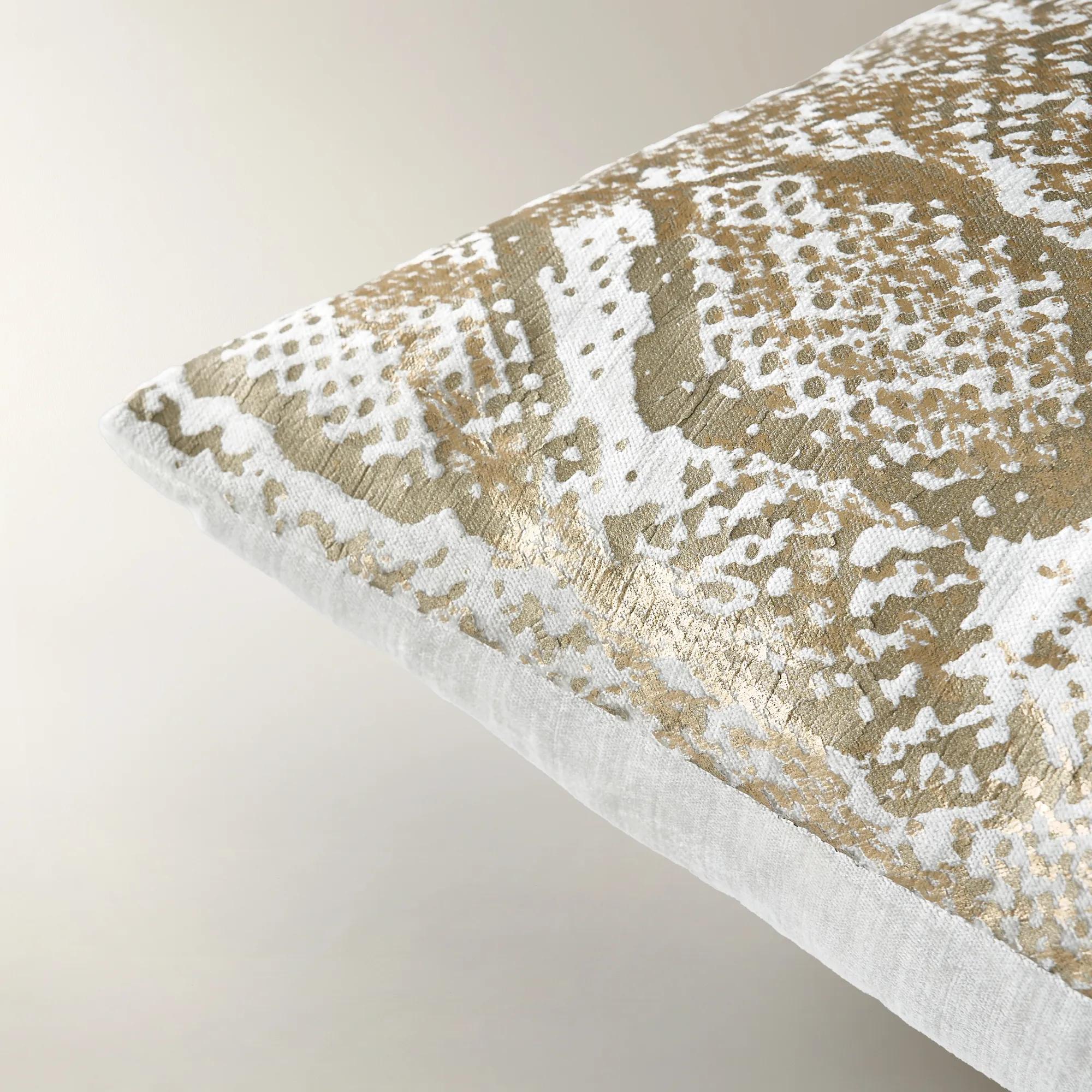 Boa Metallic Pillow 22" - Gold/White