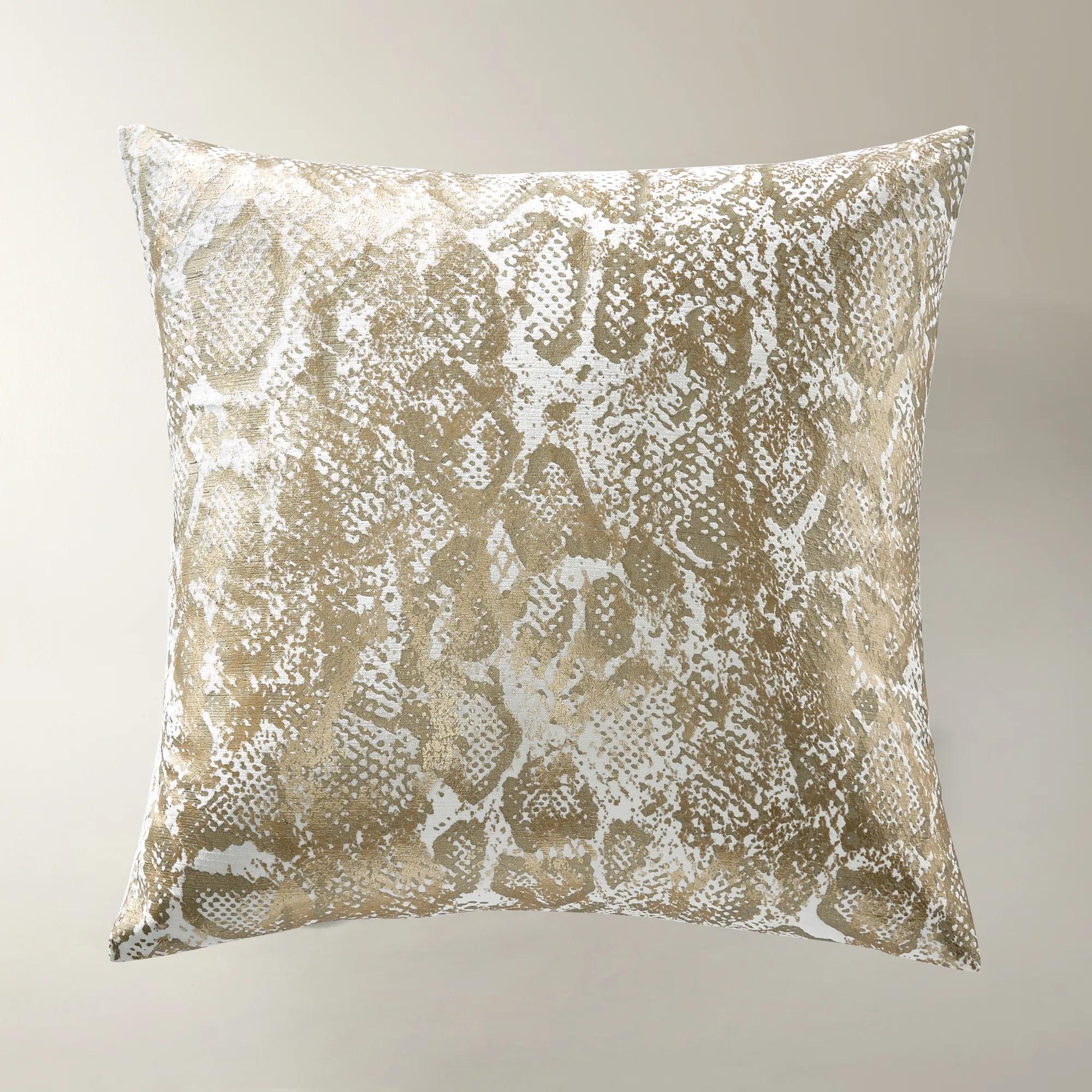 Boa Metallic Pillow 22" - Gold/White