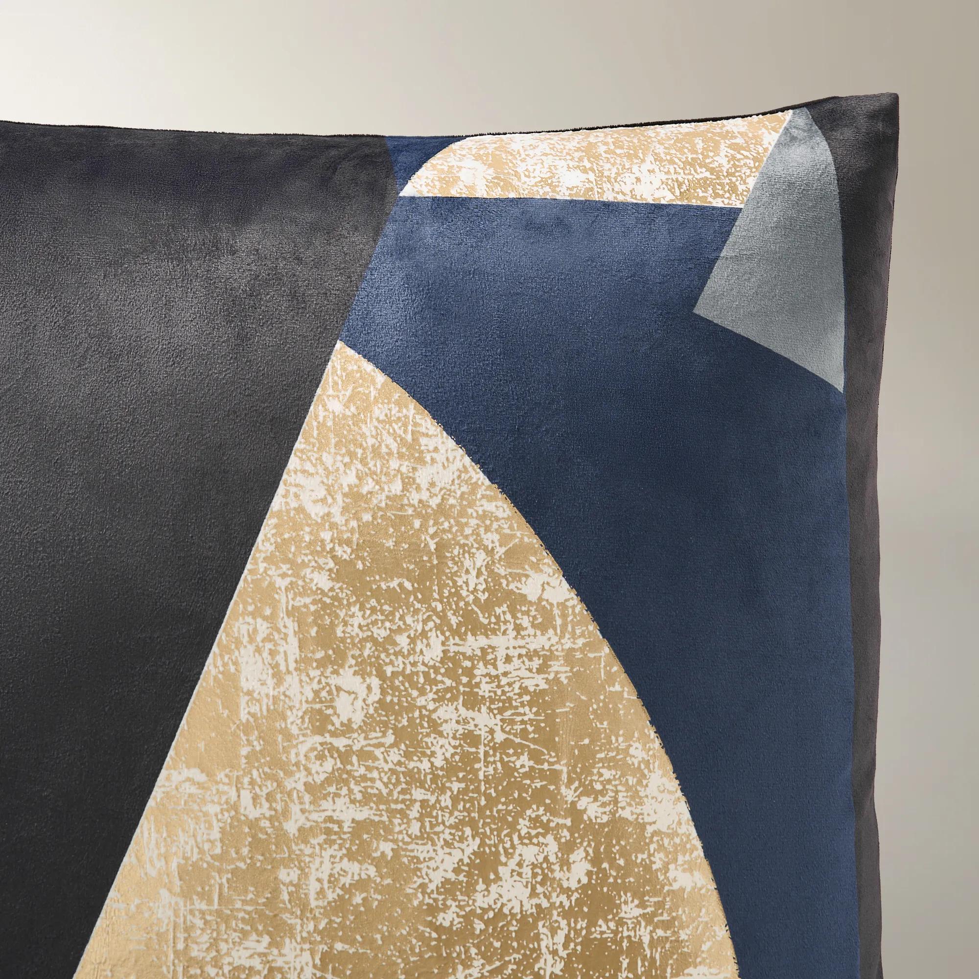 Niko Abstract Metallic Pillow 22" - Dusty Blue/Black/Gold