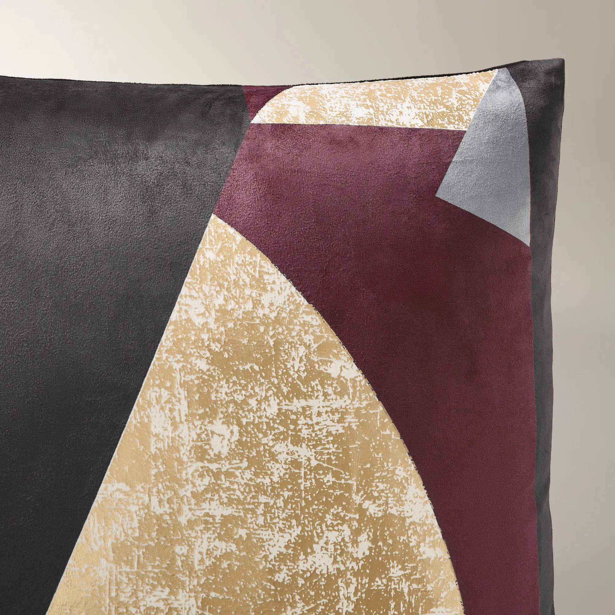 Niko Abstract Metallic Pillow 22" - Fig/Black/Gold