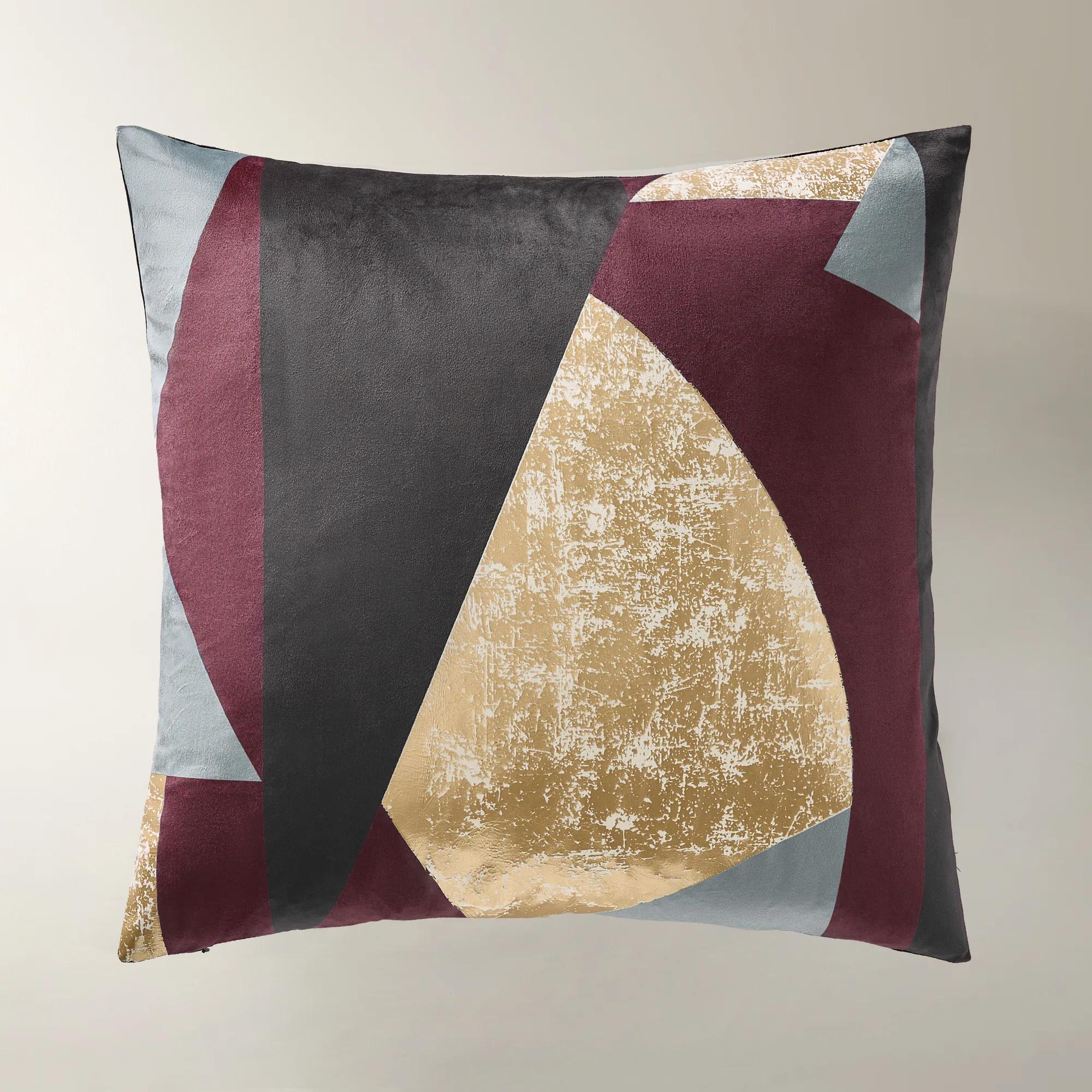 Niko Abstract Metallic Pillow 22" - Fig/Black/Gold