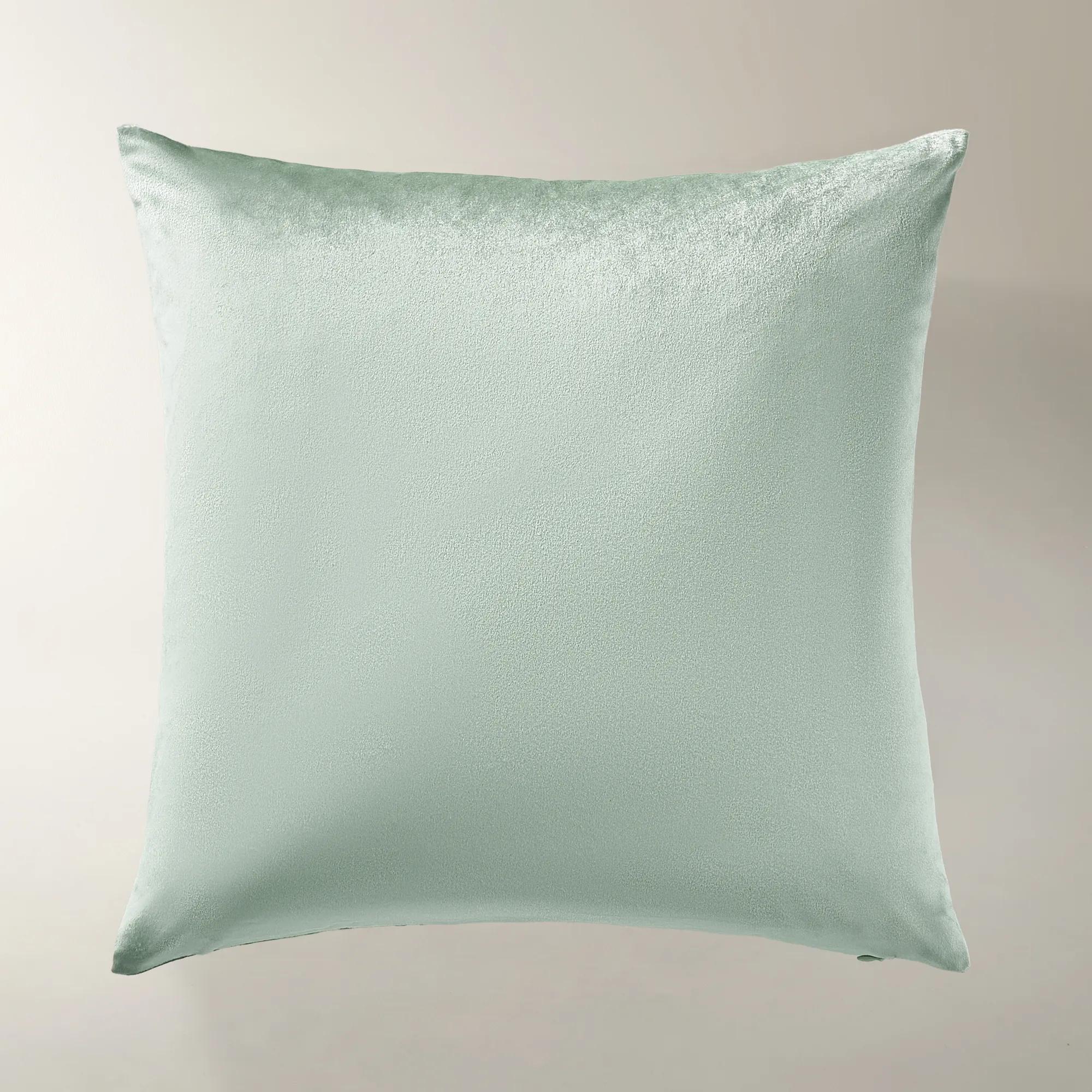 Bee Embroidered Velvet Pillow 20" - Sea Glass/Bronze