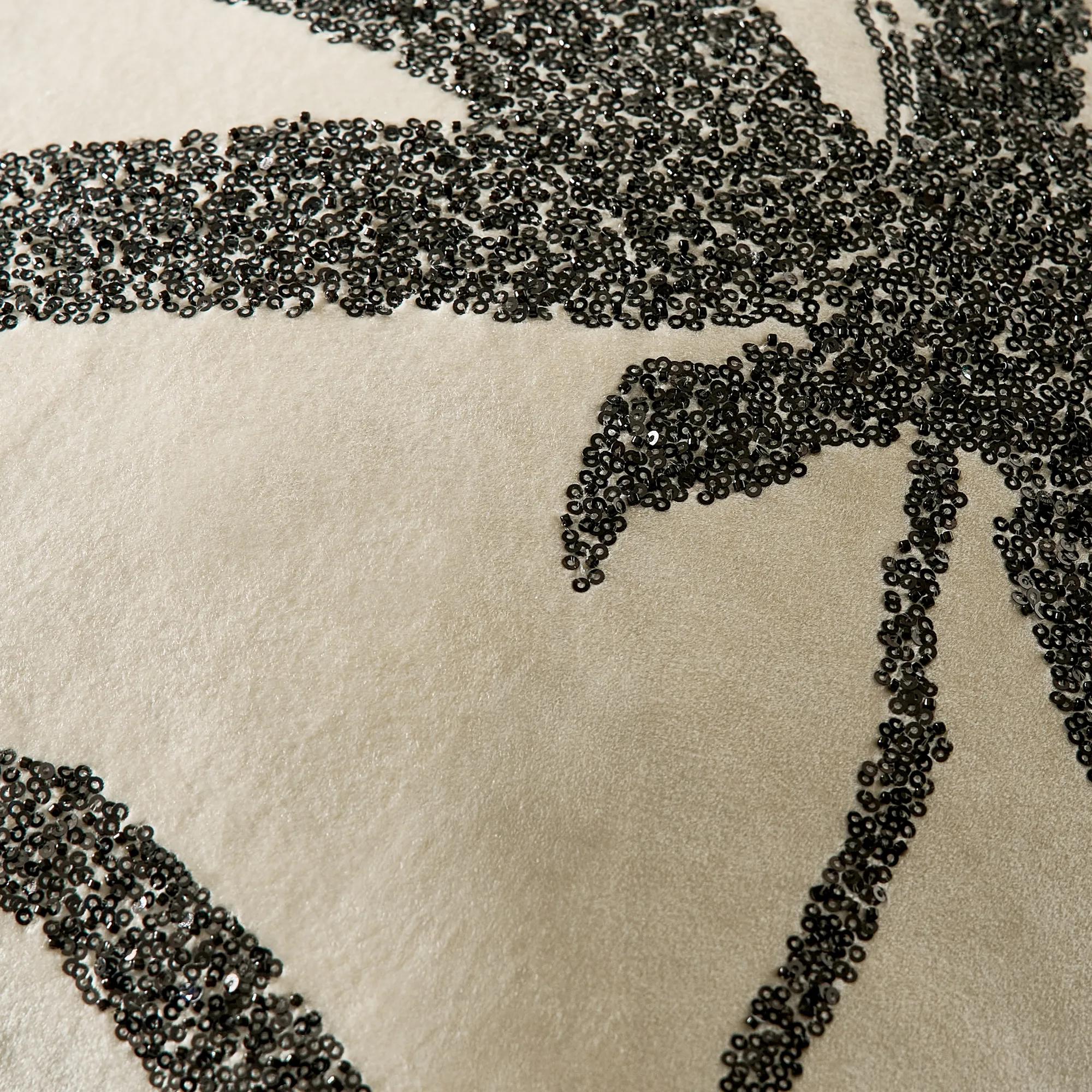 Leita Embellished Velvet Pillow 20" - Graphite/Cloud