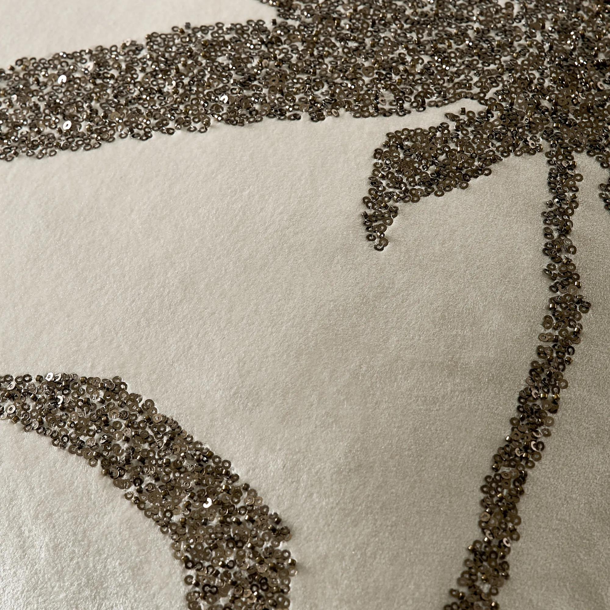 Leita Embellished Velvet Pillow 20" -Bronze/Cloud