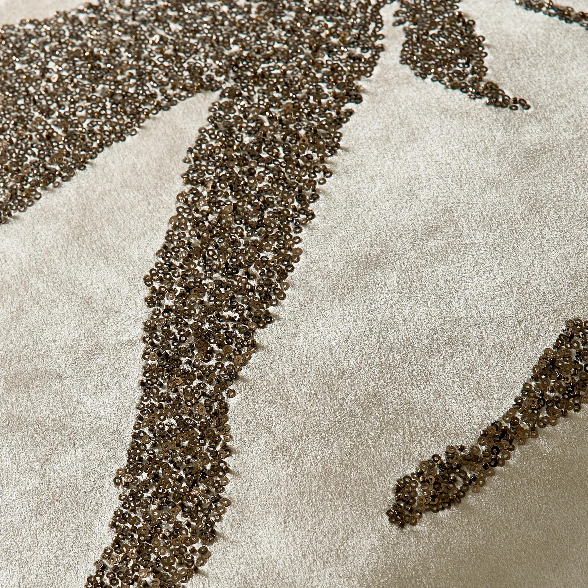 Leita Embellished Velvet Pillow 20" -Bronze/Cloud