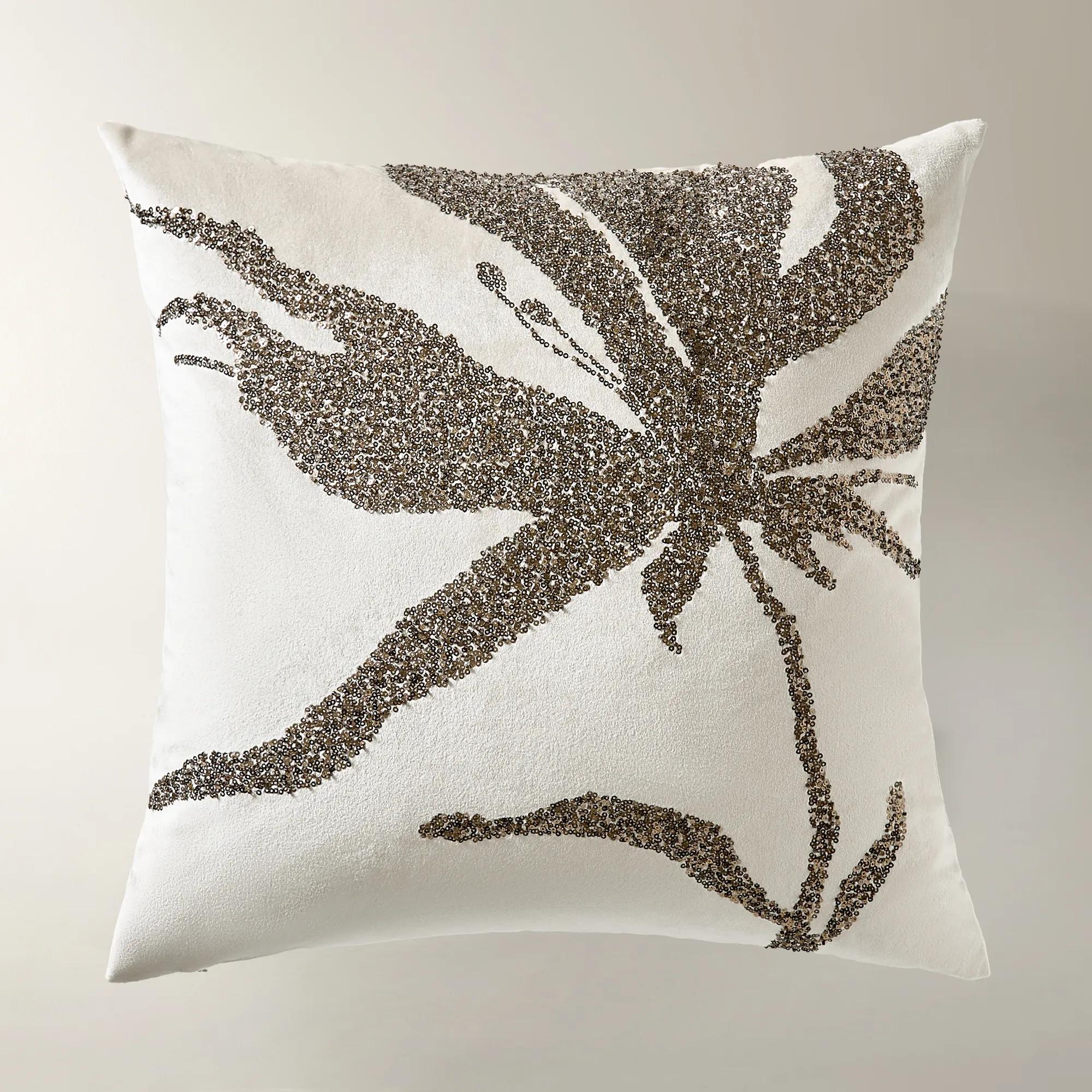 Leita Embellished Velvet Pillow 20" -Bronze/Cloud