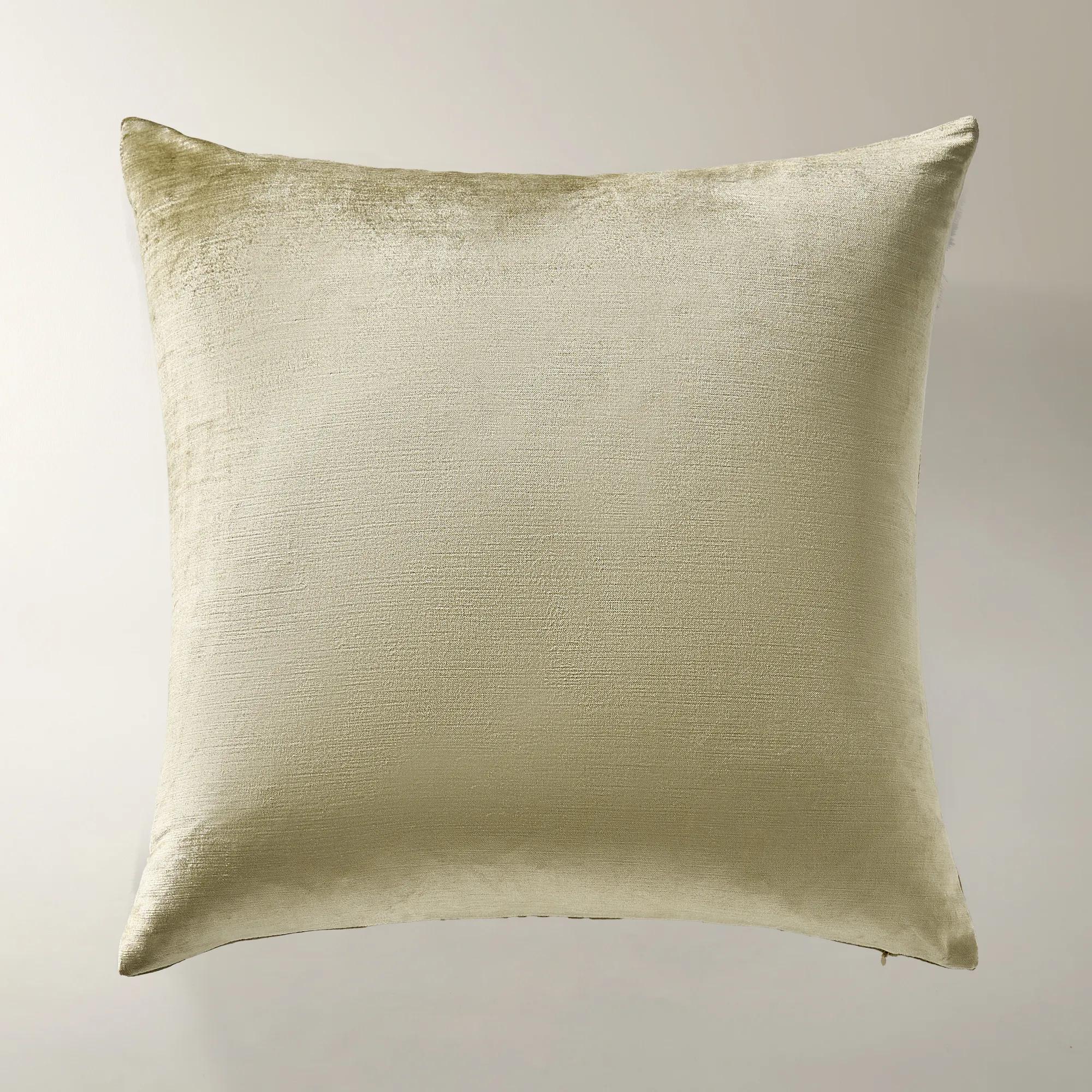 Voie Beaded Velvet Pillow 22" - Champagne Gold/Silver
