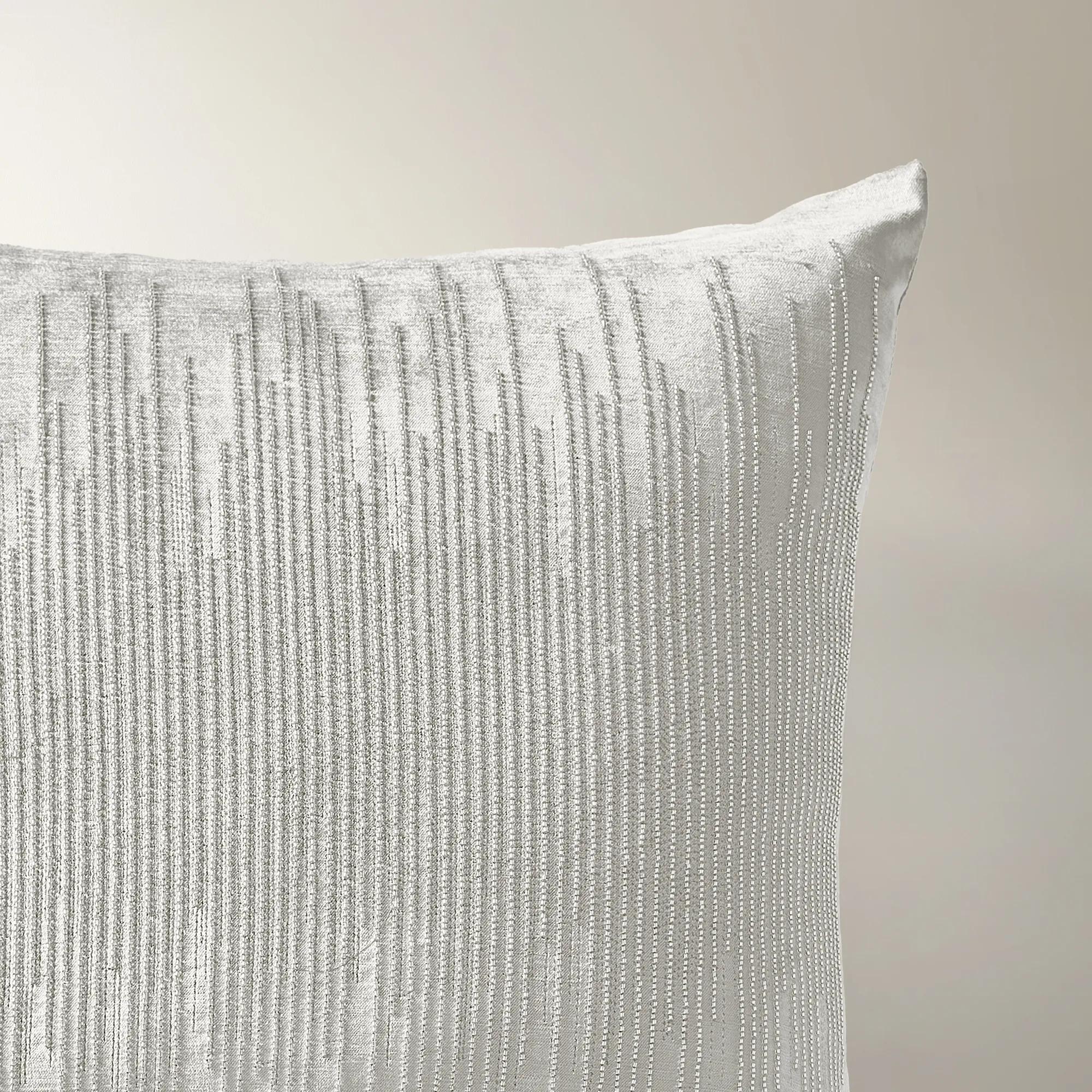 Voie Beaded Velvet Pillow 22" - Cloud/Silver